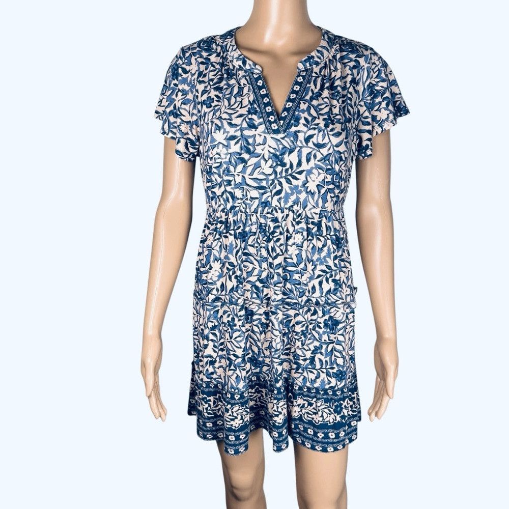Lucky Brand NWT New Lucky Brand Floral Rayon Mini Dress Size L Petite Size L / US 10 / IT 46 - 1 Thumbnail