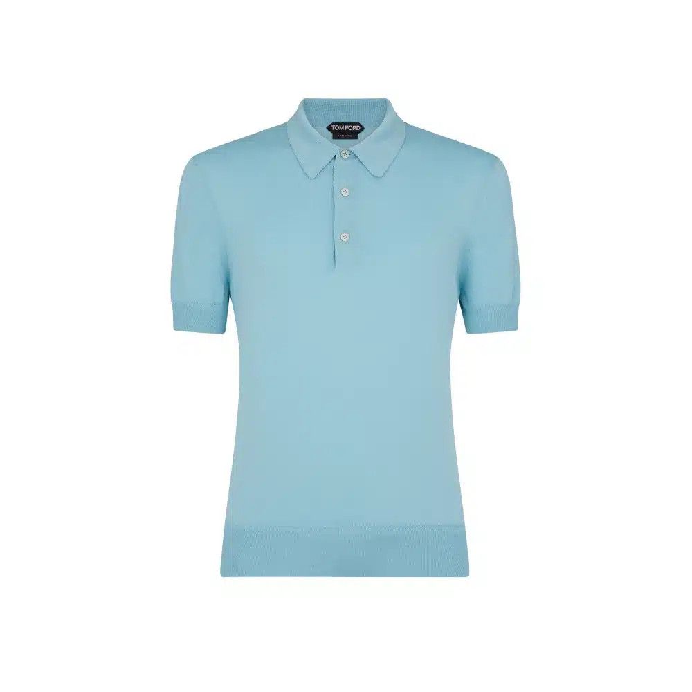 Tom Ford o1loc1c0625 KPS004 Cotton Polo Shirt in Light Blue Size US M / EU 48-50 / 2 - 1 Thumbnail