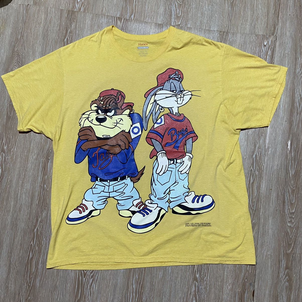 image of Cartoon Network x Vintage 90's Looney Tunes Characters Bug Bunny X Tasmanian Devils in Yellow (Size