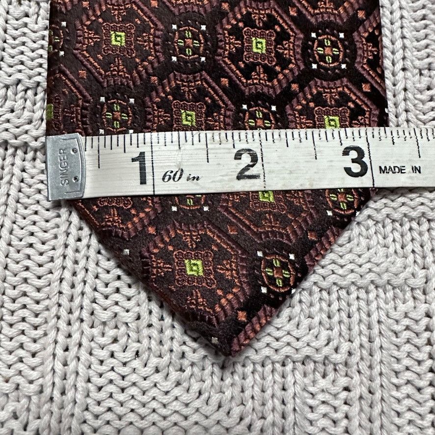 Paul Fredrick Paul Fredrick brown geometric print silk tie Size ONE SIZE - 5 Thumbnail