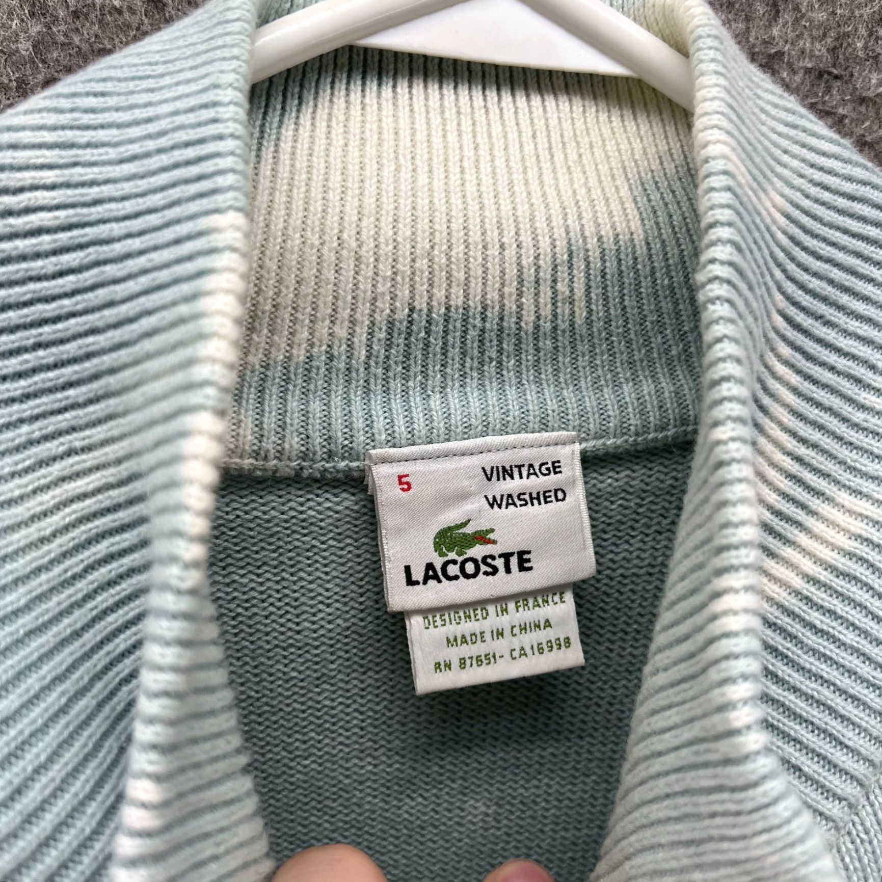 Lacoste VINTAGE Lacoste Sweater Men Large Blue Pullover Quarter Zip Fleece Chunky Knit Logo Knitwear Regular All Seasons Mens Size US L / EU 52-54 / 3 - 6 Thumbnail