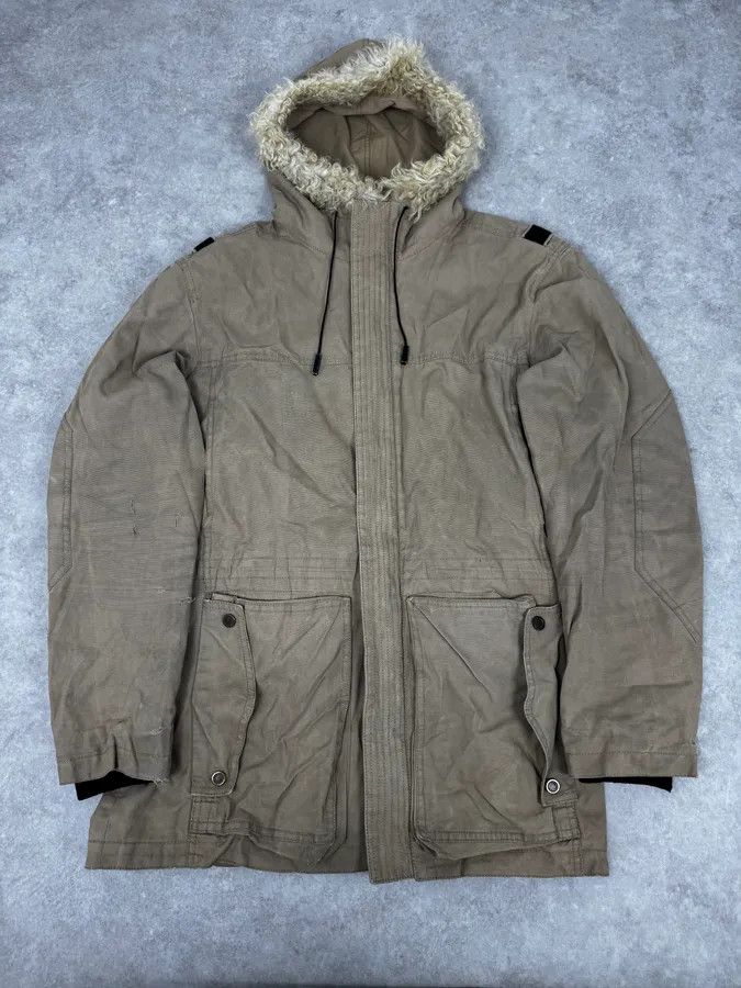 Givenchy 2000s Givenchy Destroyed Fur Hood Beige Cargo Jacket Size US M / EU 48-50 / 2 - 3 Thumbnail