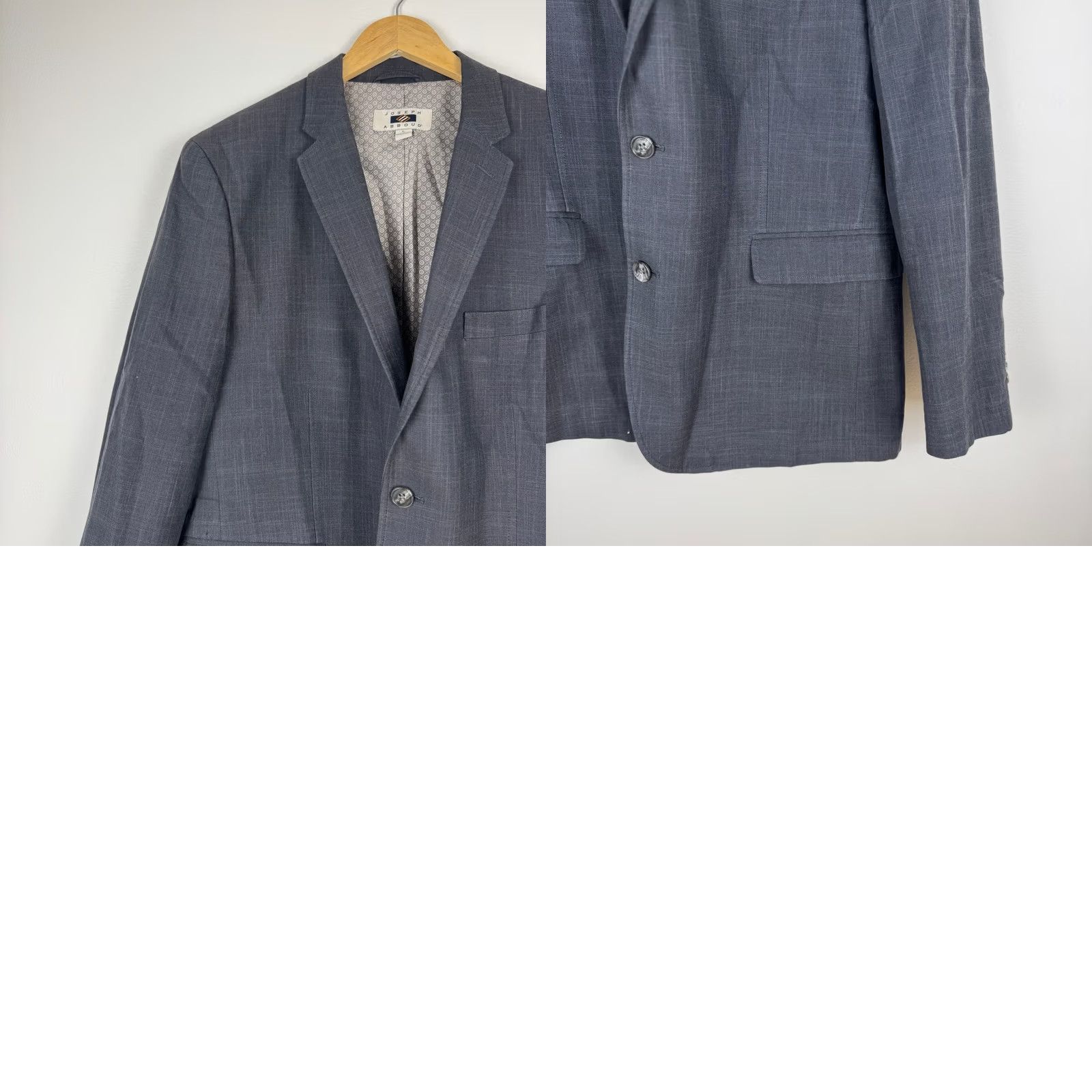 Joseph Abboud Joseph Abboud Blazer Mens Large Charcoal Gray 100% Cotton Two-Button Notch Lapel Double-Vented Size 42R - 9 Thumbnail