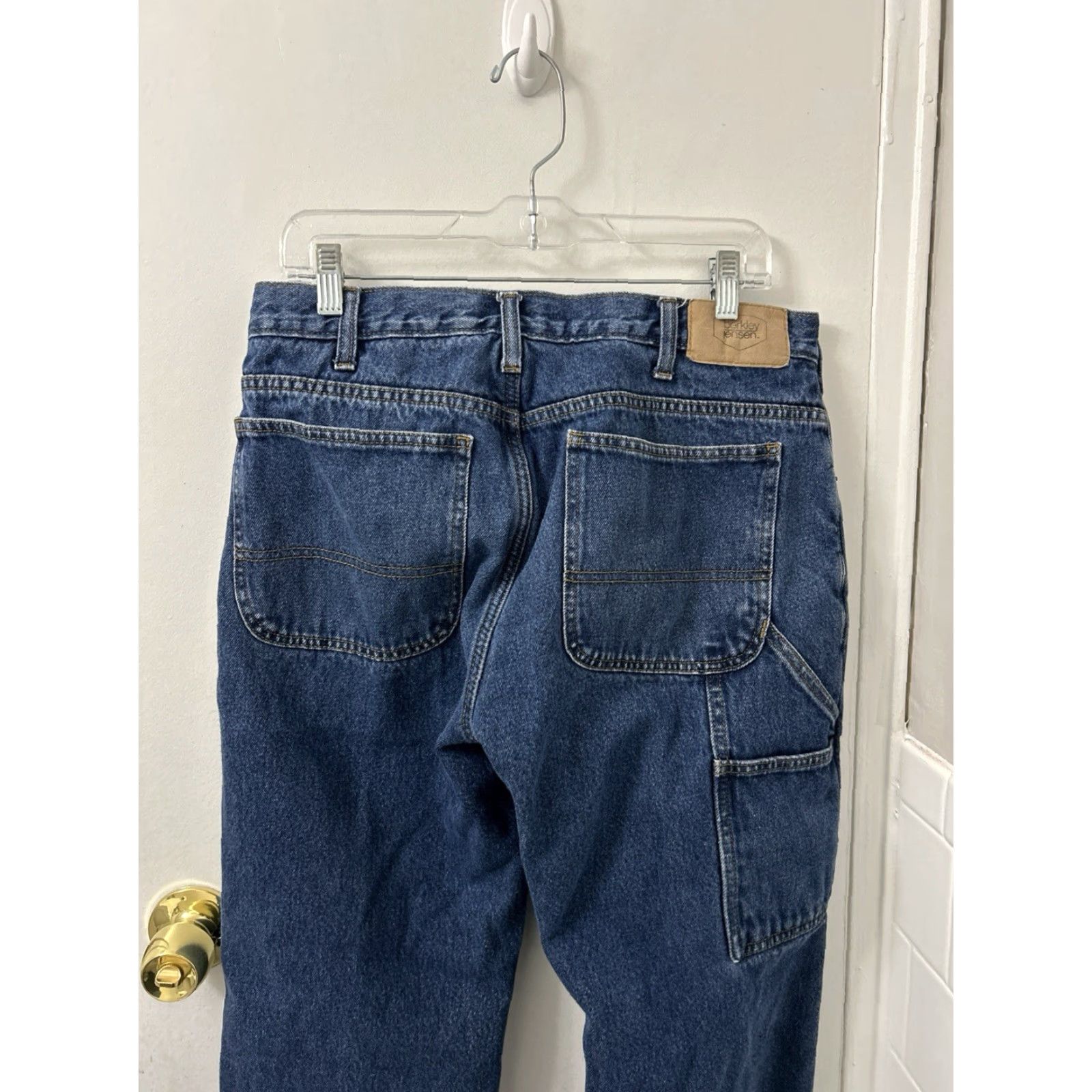 Denime Berkley Jensen Jeans Mens 32x30 Blue Wash Flannel Lined Straight Denim Quality Comfort Winter Fall Size US 32 / EU 48 - 7 Thumbnail
