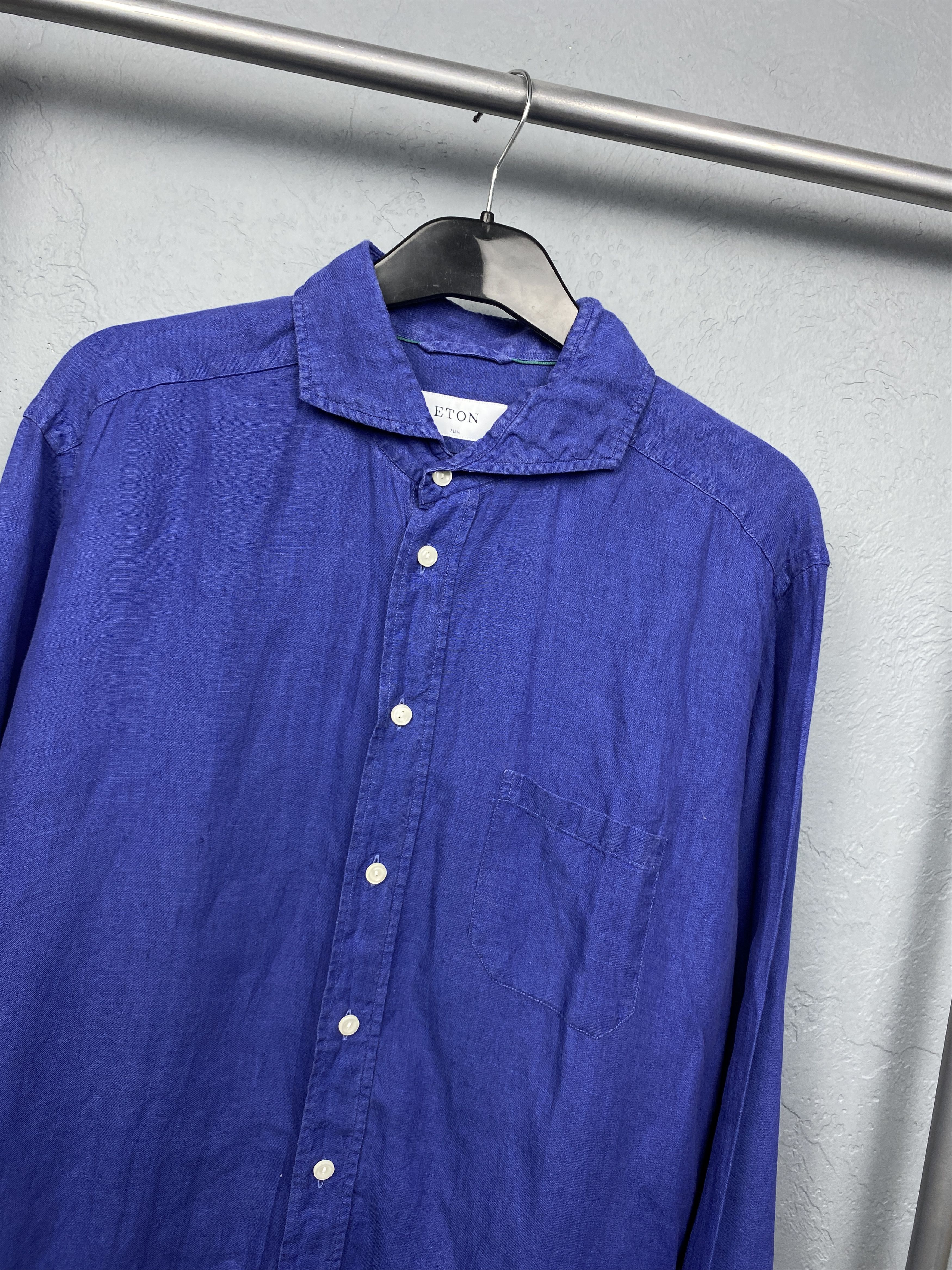Eton Eton Vintage Mens LINEN Long Sleeve Shirt Size US XL / EU 56 / 4 - 2 Thumbnail