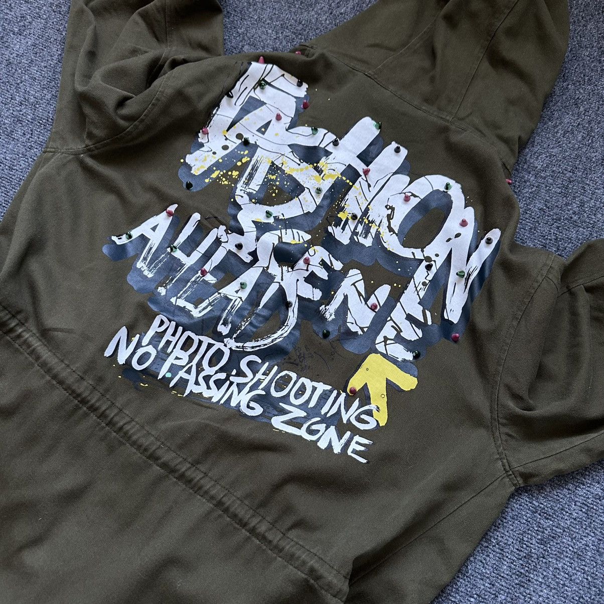 Zara VTG Zara Basic Dept Denim L Khaki Green Funky Jacket Studded Size L / US 10 / IT 46 - 12 Thumbnail