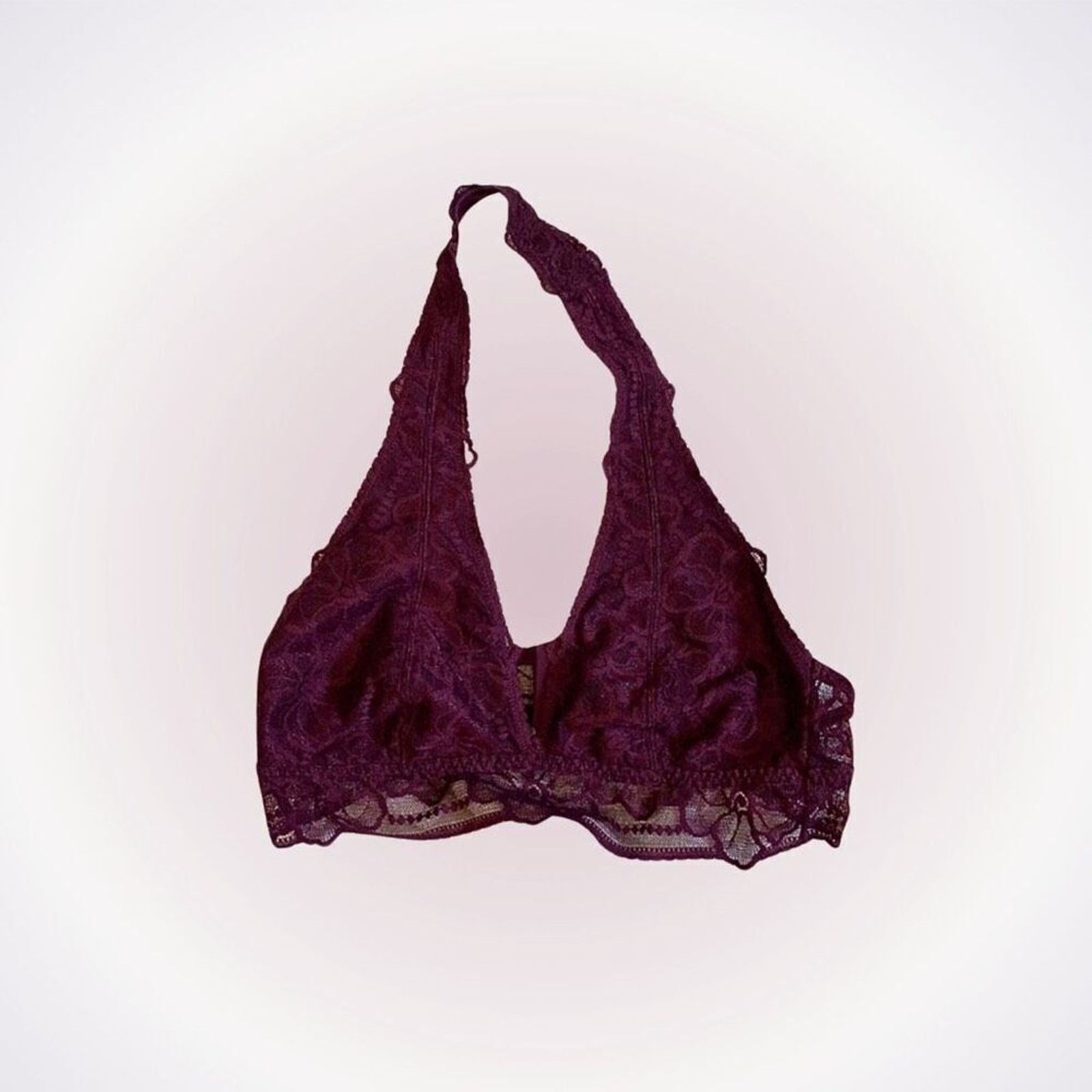 Victoria's Secret Victoria’s Secret PINK Maroon Lace Halter Neck Bra | Sz M Size M / US 6-8 / IT 42-44 - 1 Thumbnail