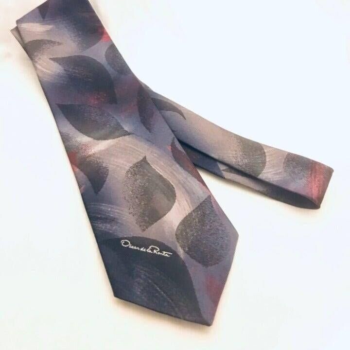 Oscar De La Renta #1585 VTG Oscar de la Renta vintage gray men's necktie Size ONE SIZE - 1 Thumbnail