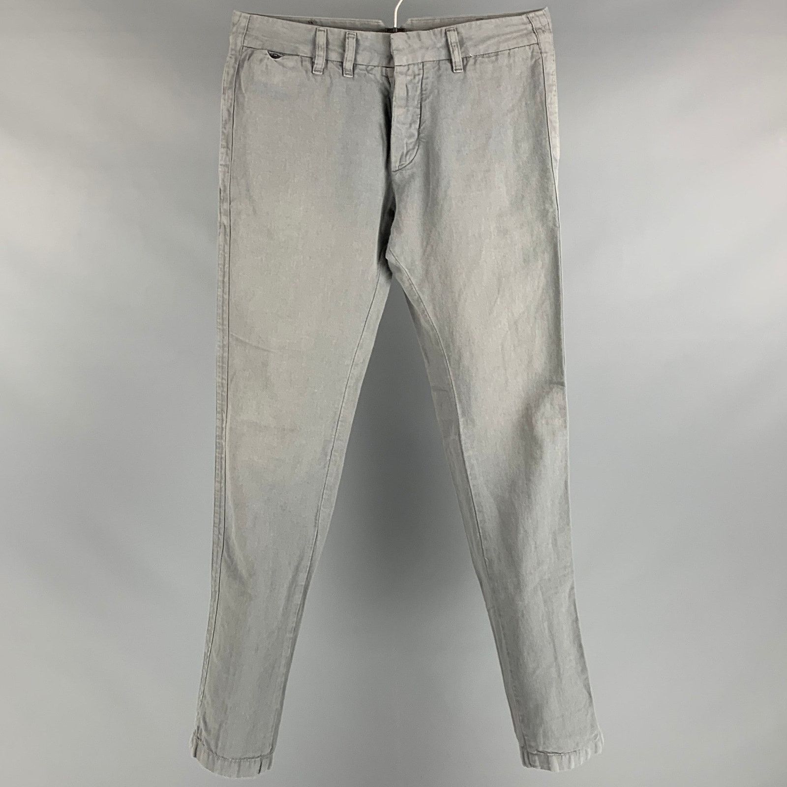Diesel DIESEL Size 28 Grey Cotton Linen Button Fly Casual Pants Size US 28 / EU 44 - 1 Thumbnail