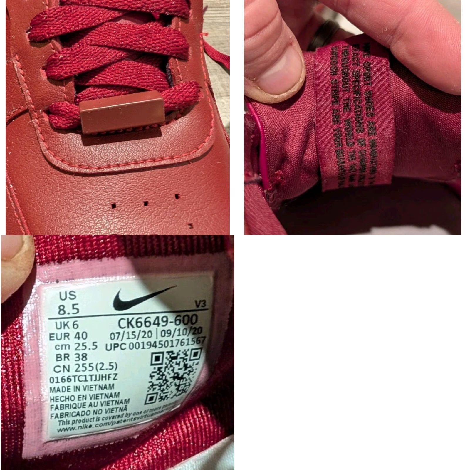 Nike Nike Air Force 1 Low Pixel Red Leather CK6649-600 Women's Size 8.5 Sneaker Nike Air Force 1 Low Pixel Red Leather - Womens - 8.5 Size ONE SIZE - 9 Thumbnail