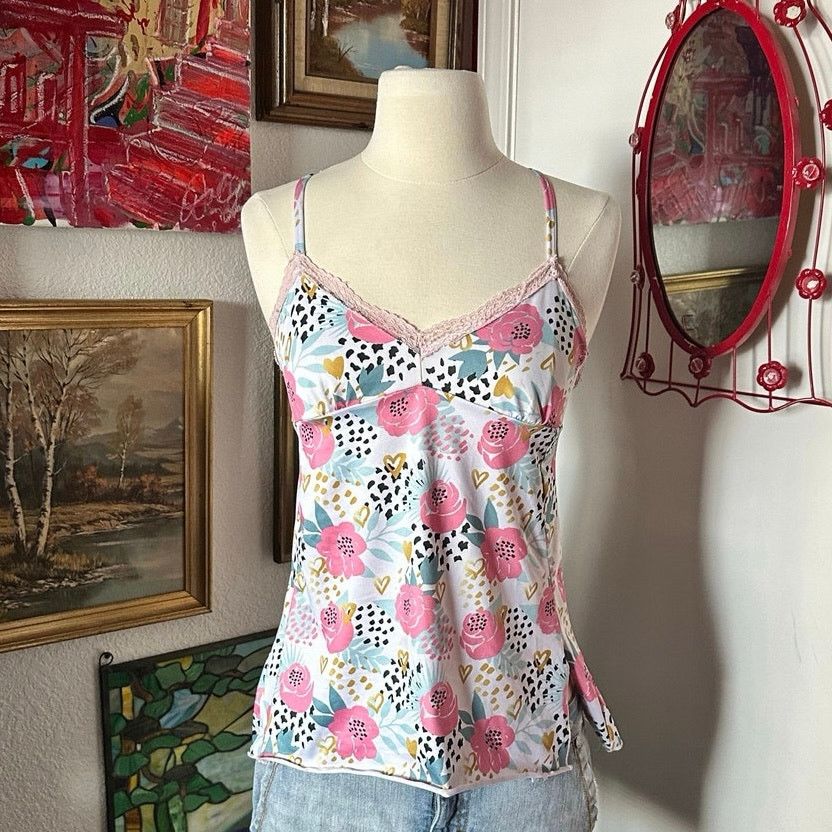 Other ymi intimates multicolor white floral lace tank top cinched Size S / US 4 / IT 40 - 1 Thumbnail