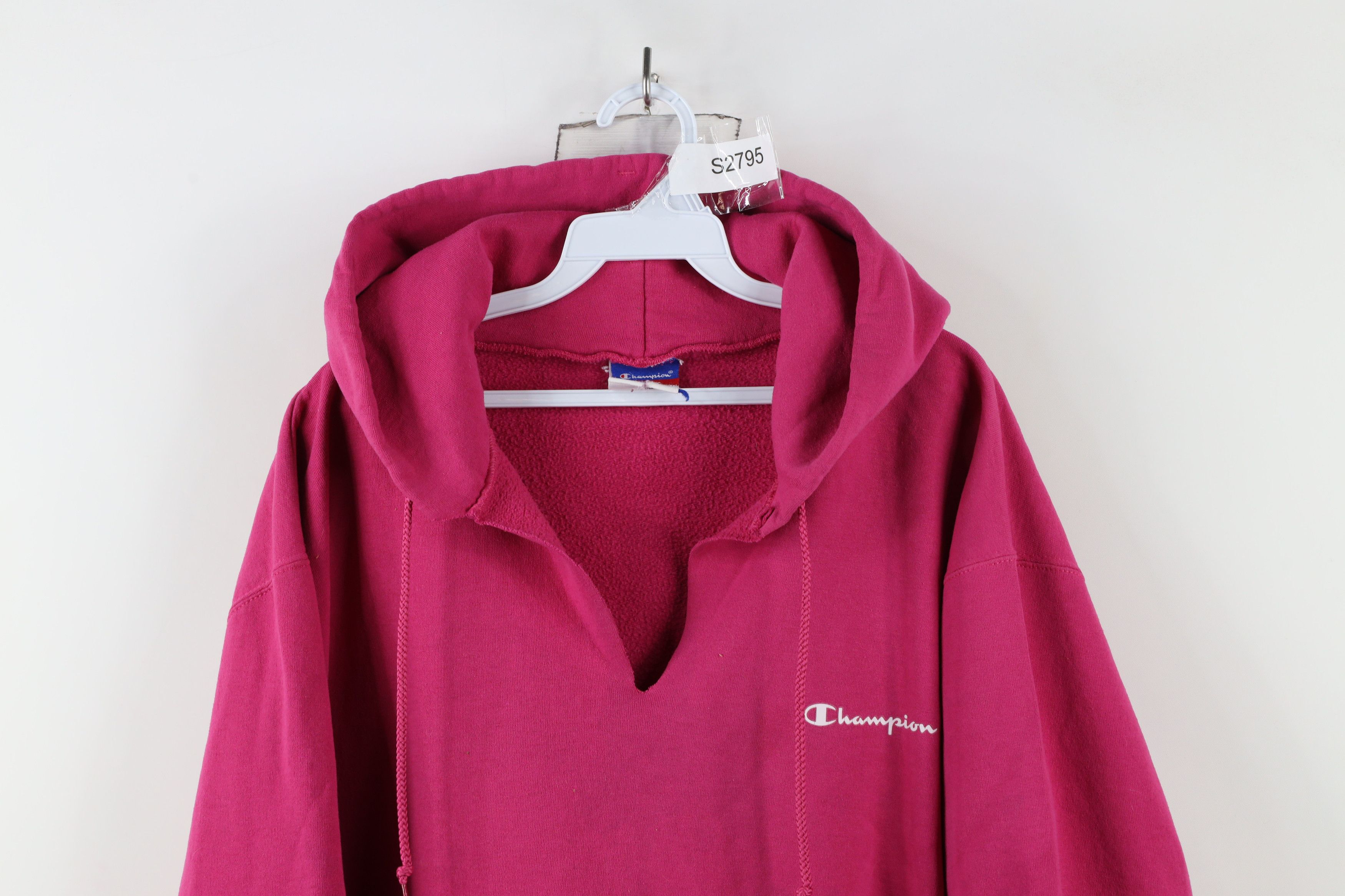 Champion × Vintage Vintage 90s Champion Spell Out Hoodie Sweatshirt Pink Size US L / EU 52-54 / 3 - 2 Thumbnail