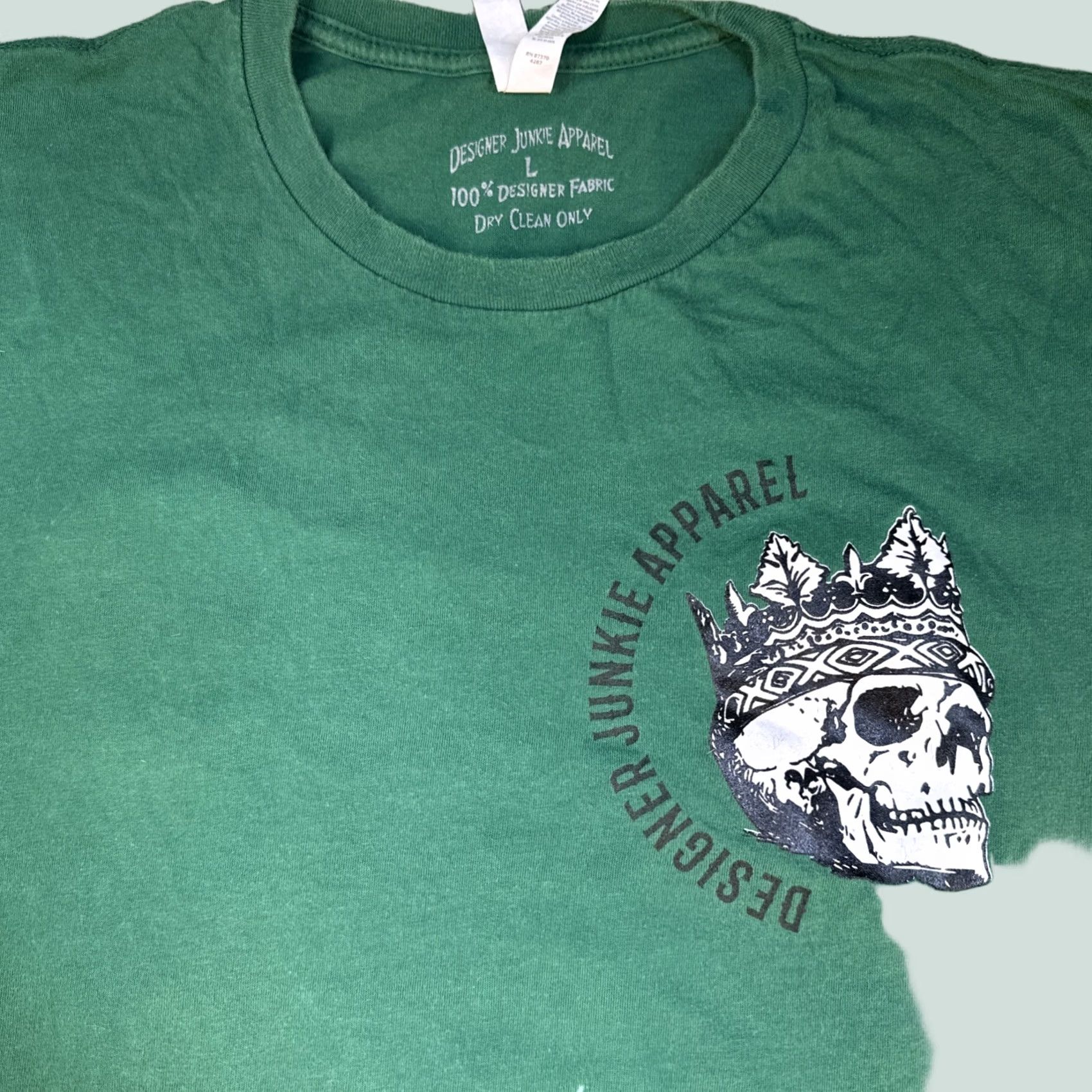 Vintage Designer Junkie Unisex T-Shirt Green Size Large Skull Angel Graphic Tee Cotton Bella + Canvas Casual Shirt Mens L Green Skull Angel Graphic Tee Size US L / EU 52-54 / 3 - 1 Thumbnail
