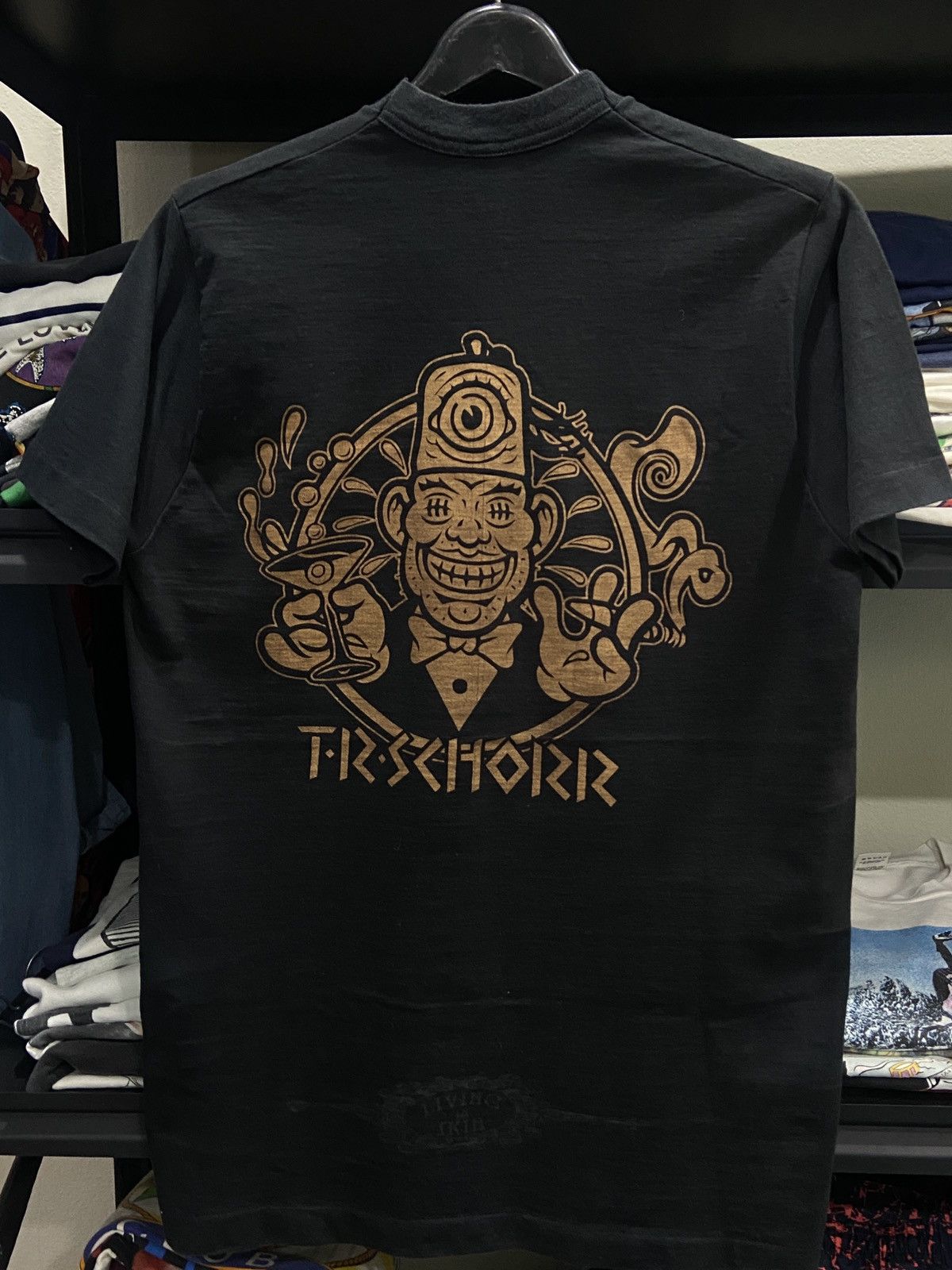 Fruit Of The Loom Vintage 90s T.R.SCHORR Living in Skin Art ACDC Tour TShirt Size US M / EU 48-50 / 2 - 7 Thumbnail
