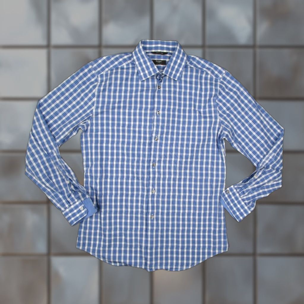 Paul Smith PAUL SMITH Dress Shirt Men Blue Check 16 41 Byard Button Up Flip Cuff Made in Italy Size 42R - 1 Thumbnail