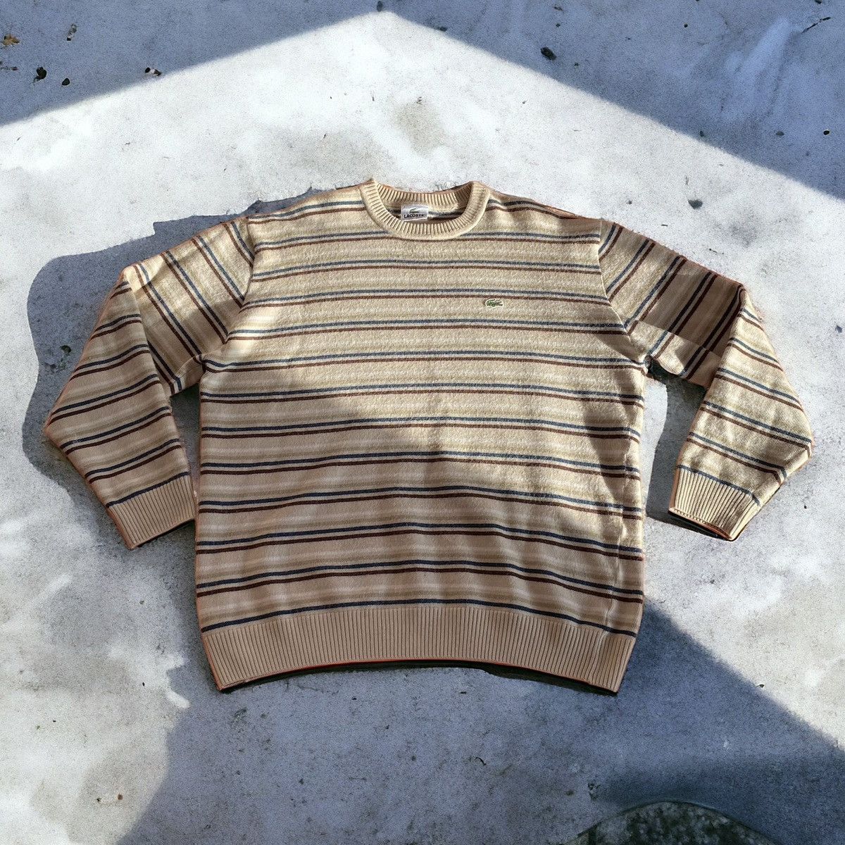 Lacoste Vintage Lacoste Wool Striped Sweater Sweatshirt Size US XL / EU 56 / 4 - 1 Thumbnail