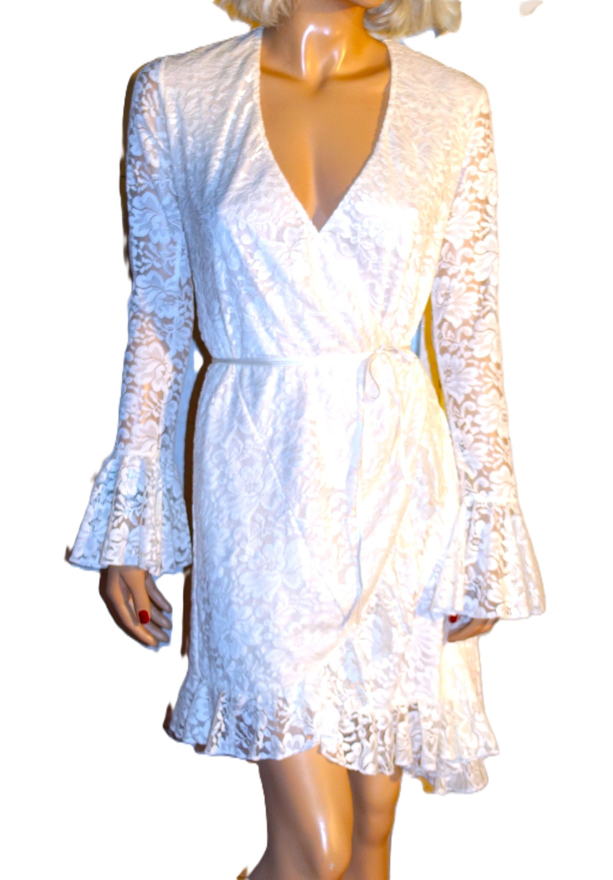 Other Hot as Hell Floral Ivory Lace Wrap Dress S Size S / US 4 / IT 40 - 1 Thumbnail