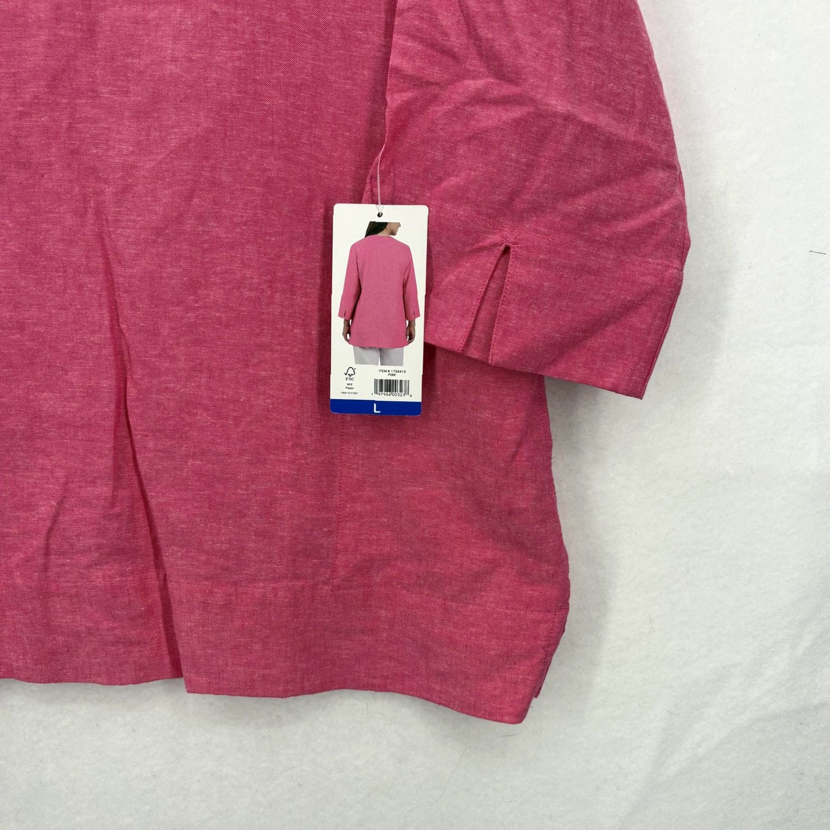 Lands' End Lands' End Shirt Womens Large Pink Split Neck 3/4 Sleeve Linen Tunic Top Preppy Size L / US 10 / IT 46 - 3 Thumbnail