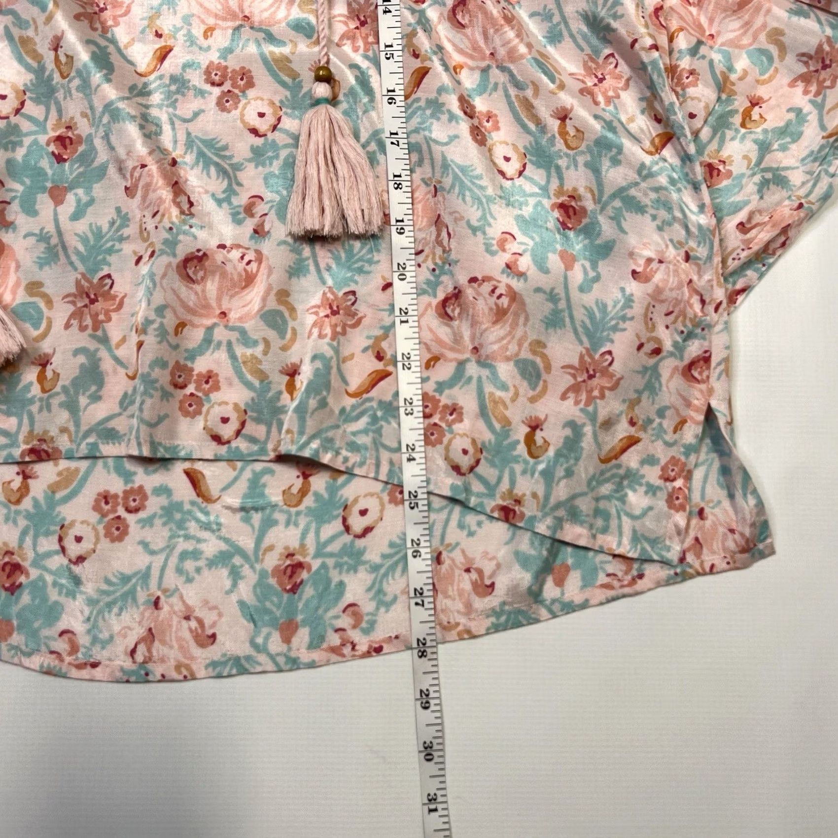Vintage Roller Rabbit Floral Viscose V-neck Top Pink Blue - Size L - Blouse - Womens Size L / US 10 / IT 46 - 6 Thumbnail