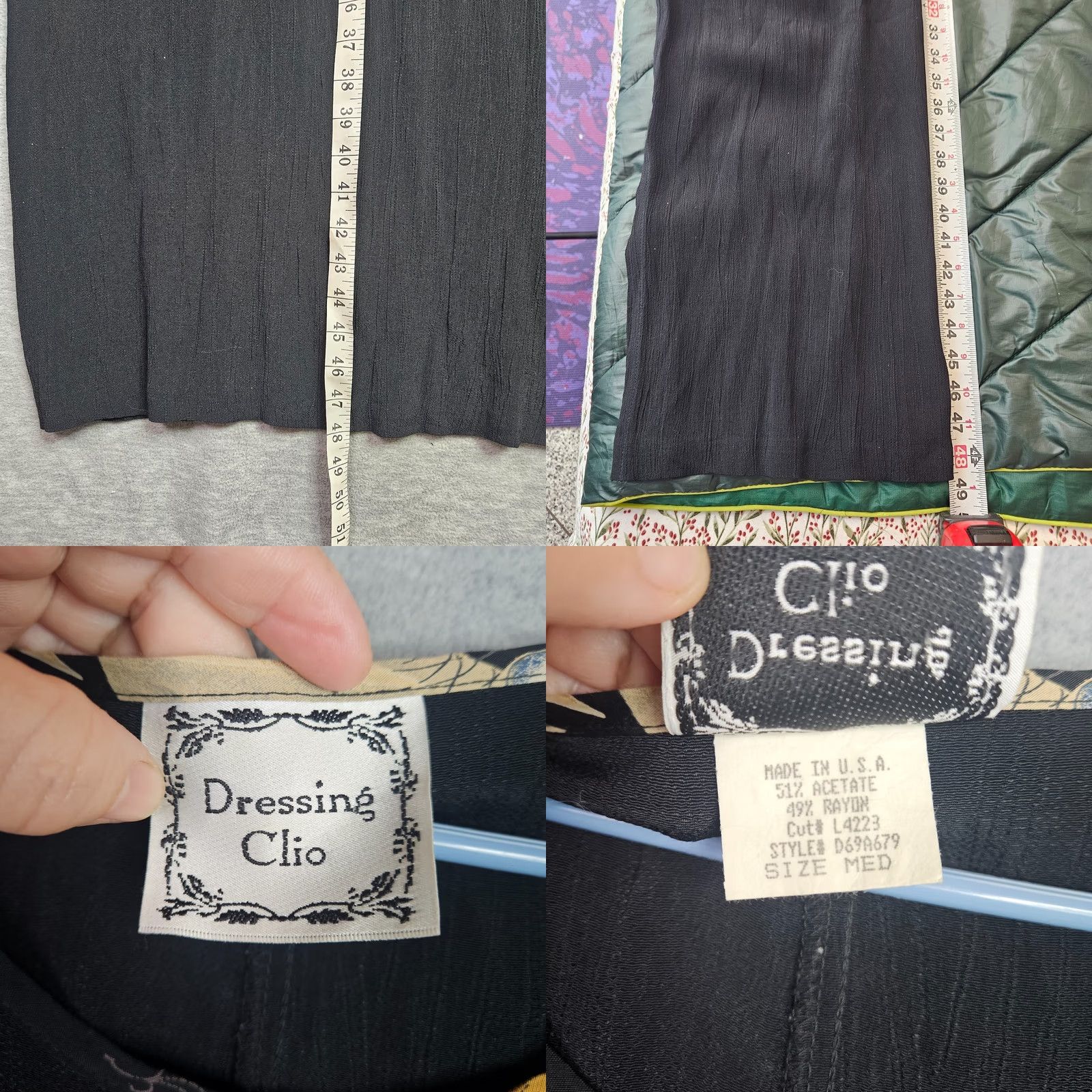 Vintage Dressing Clio Vintage Black Maxi Dress Women's M Sleeveless Floral Trim Round Neck A-Line Long Casual Party/Cocktail Size M / US 6-8 / IT 42-44 - 8 Thumbnail