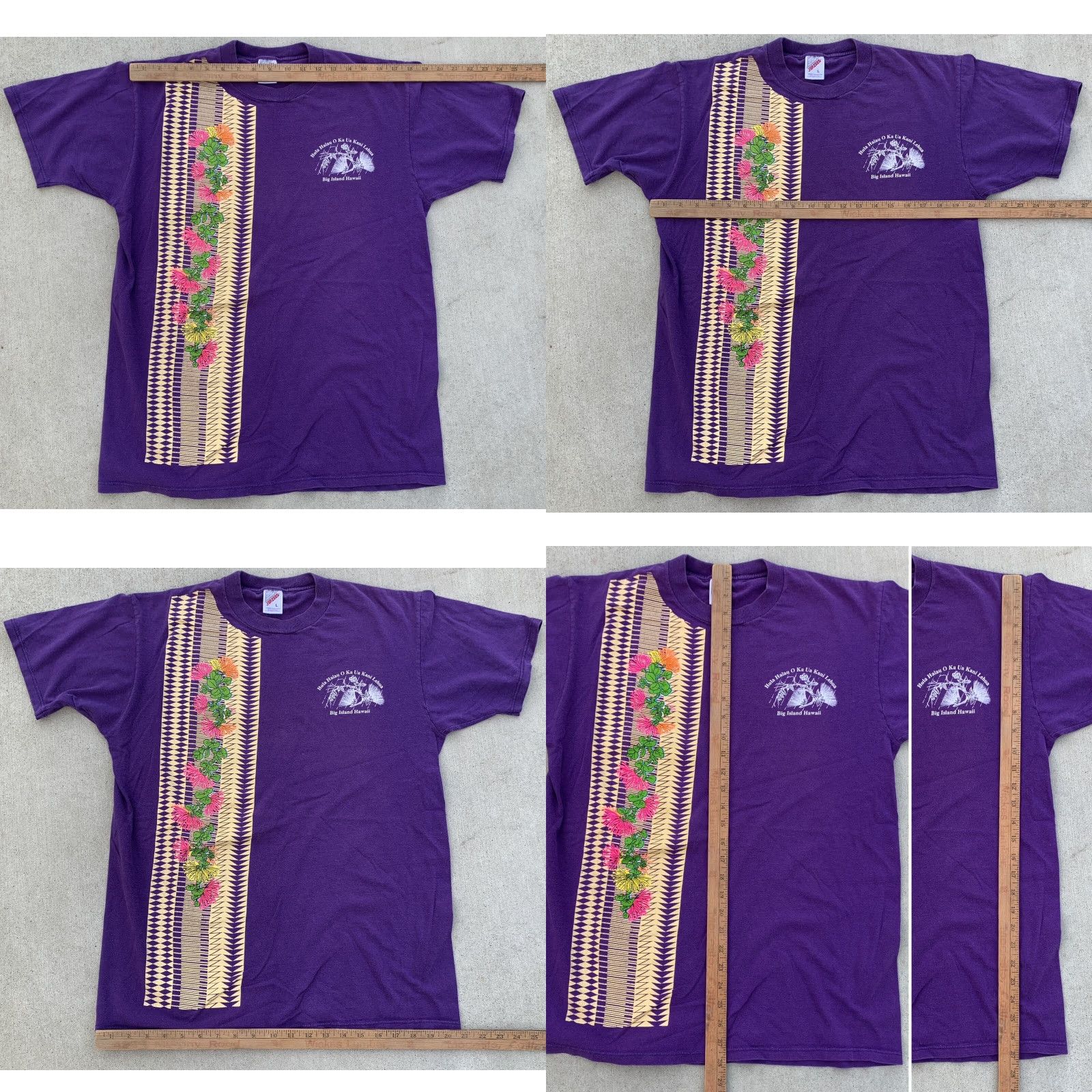 Jerzees VINTAGE Jerzees T-Shirt Men L Purple Hawaiian Graphic Print 1995 Johnny Lum Ho Hula Halau O Ka Ua Kani Lehua Hawaii Shirt Size US L / EU 52-54 / 3 - 11 Thumbnail