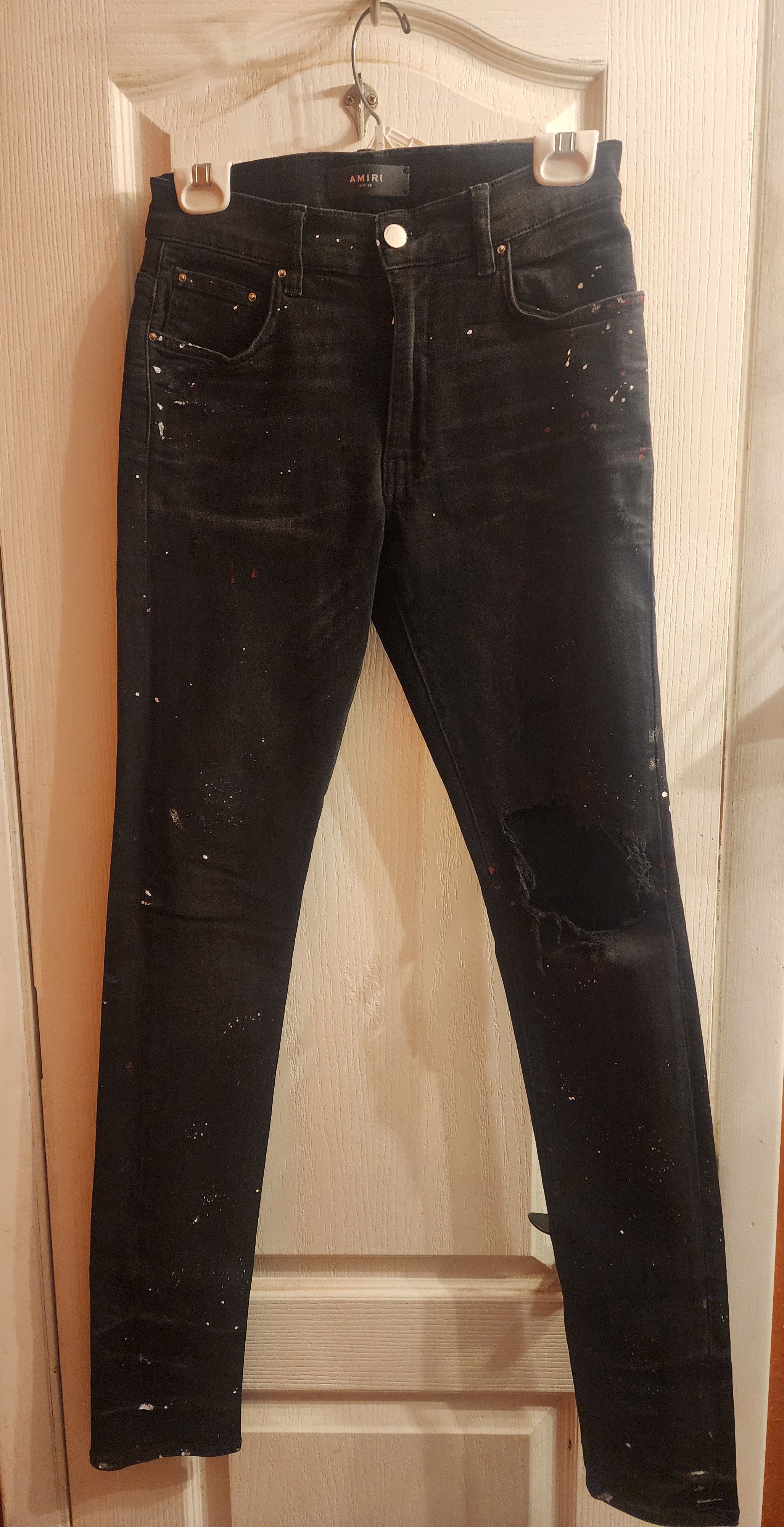 Amiri aged black painter skinny jeans