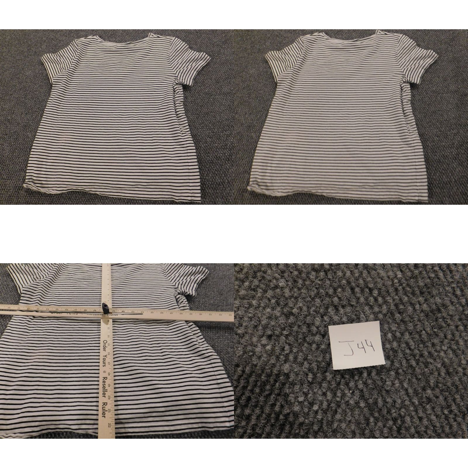 Zara Zara Blouse White Striped Knit Short Sleeve V-Neck Pullover Regular L Womens Dress Shirt Size L / US 10 / IT 46 - 8 Thumbnail