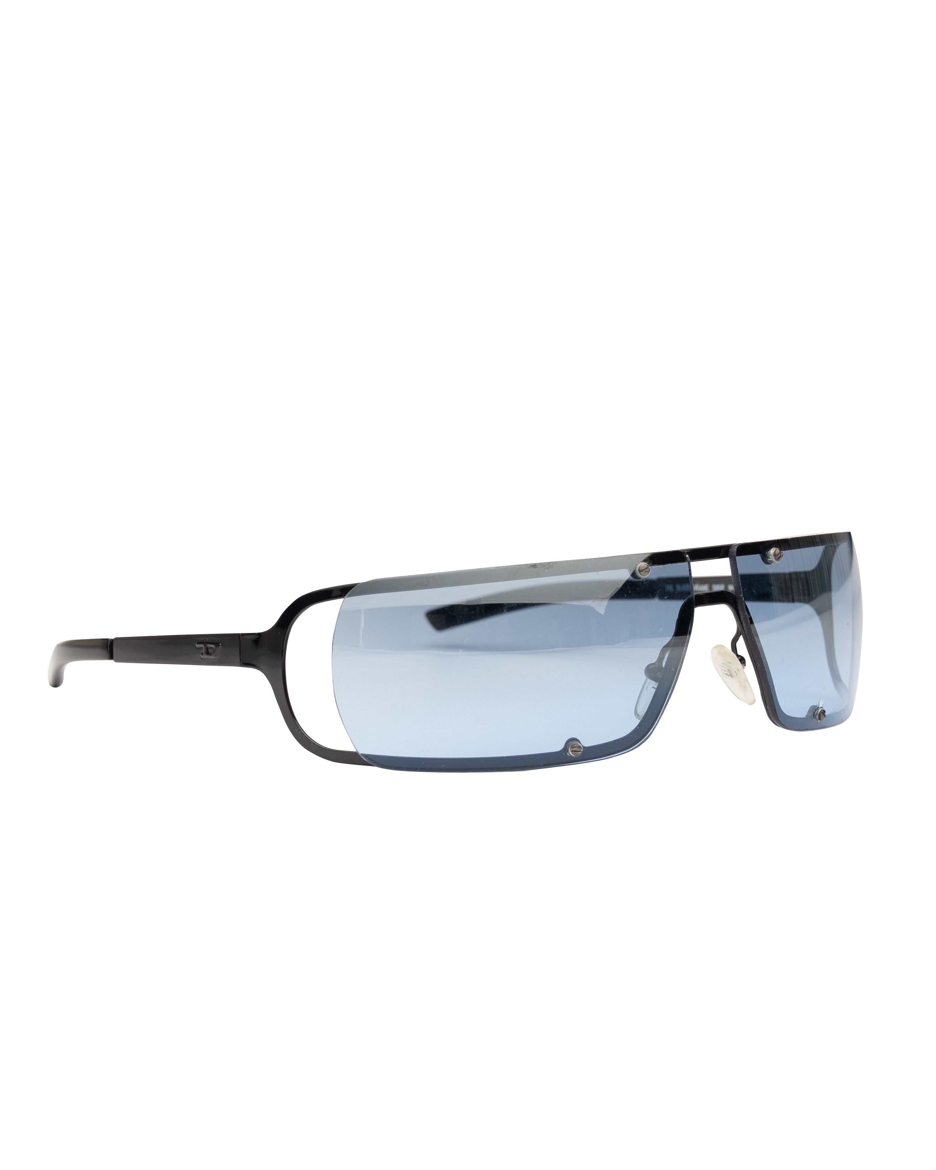 Diesel Diesel '90s Blue Lens Black Frame Cut-Outs Sunglasses Size ONE SIZE - 3 Thumbnail