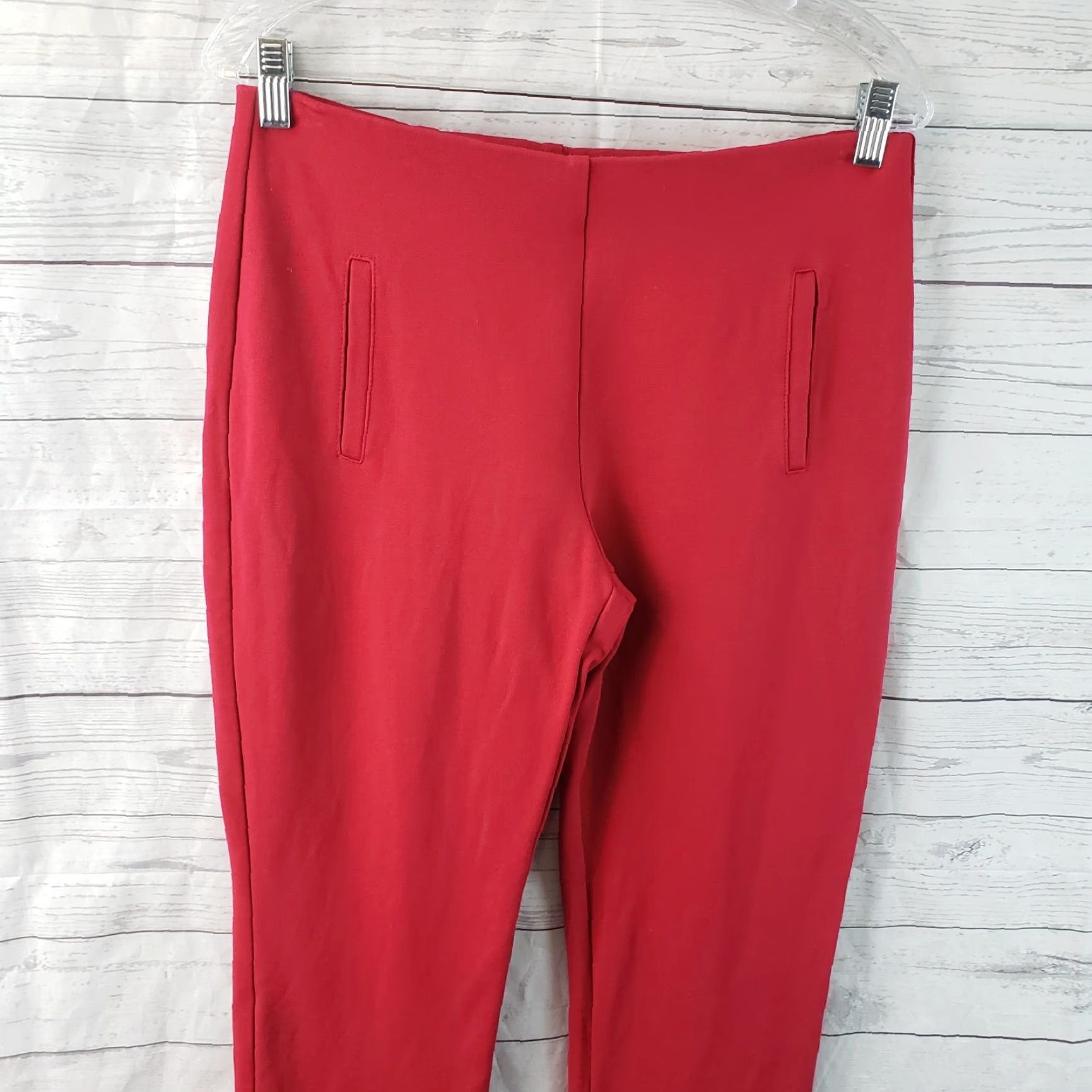 Vintage Chico's Womens Cropped Pants Sz 6 Red Mid Rise Rayon Blend Pull On Flat Front Cropped 26 Inseam Size 28" / US 6 / IT 42 - 2 Thumbnail