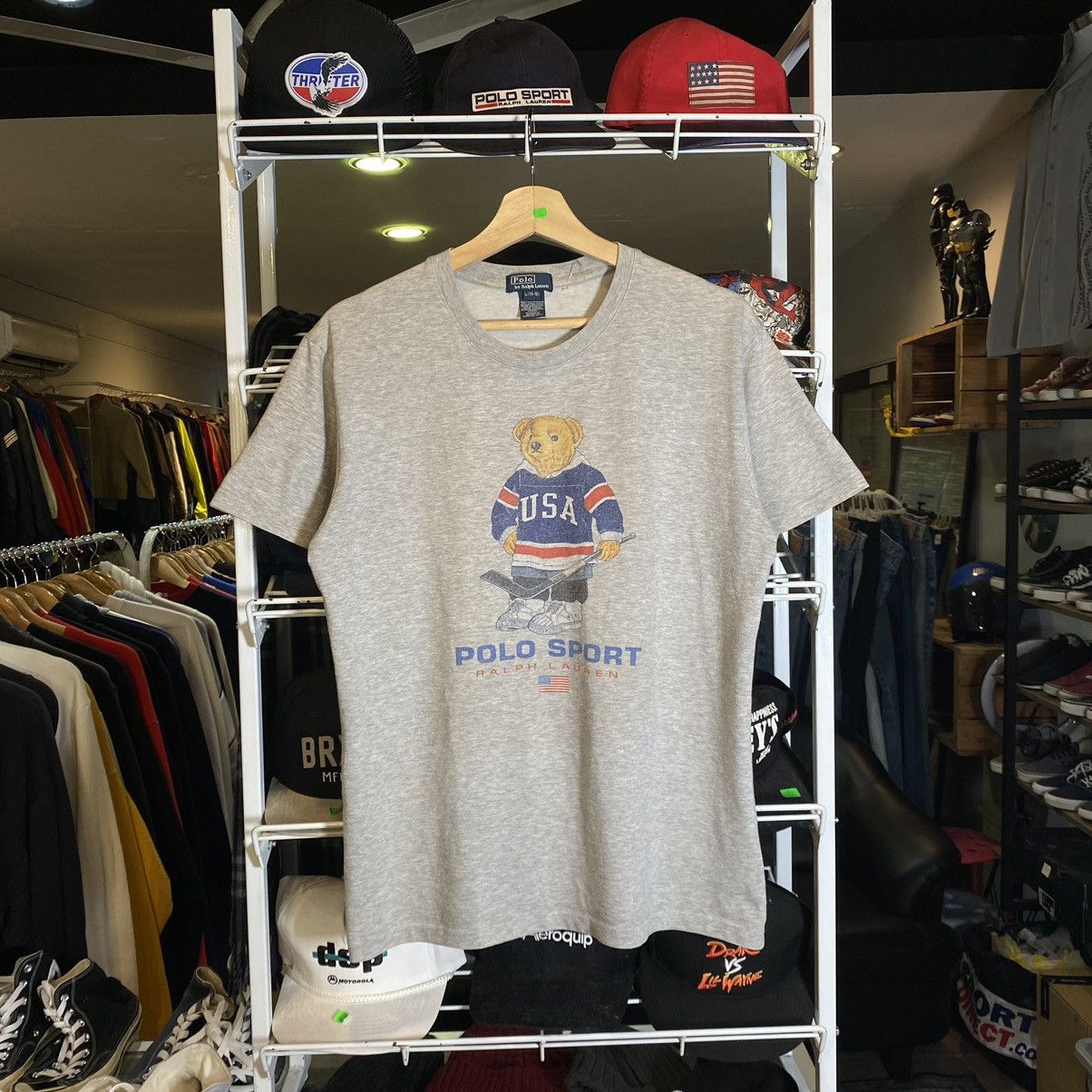 Polo Ralph Lauren × Vintage Polo Bear Polo Ralph Lauren Bear Grey Tee Shirt Sz Large Size US L / EU 52-54 / 3 - 1 Thumbnail