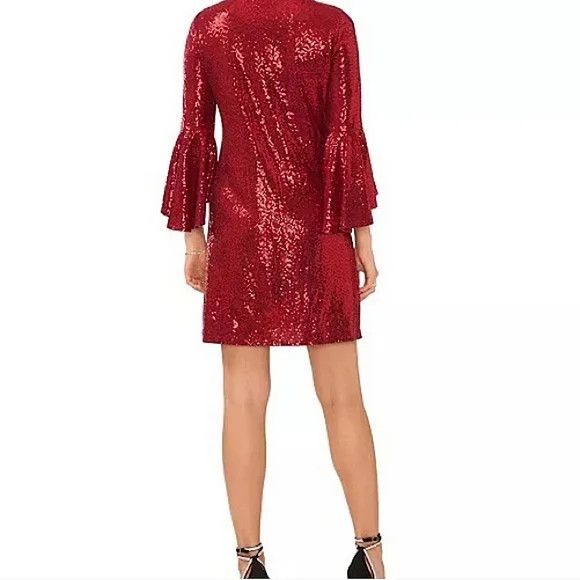 Vince Camuto 3/4 Flounce Sleeve Metallic Sequin Shift Dress NWOT Evening Size S / US 4 / IT 40 - 5 Thumbnail