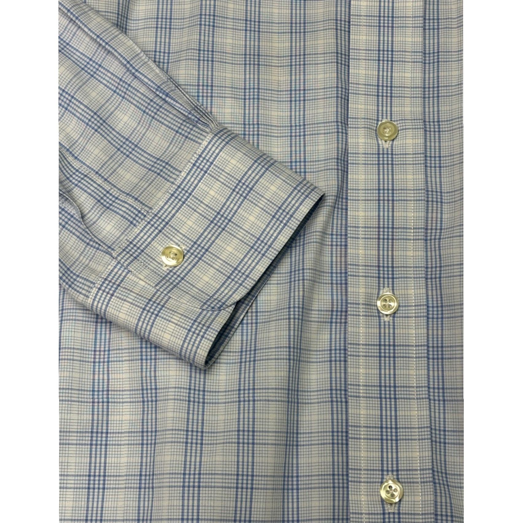 Brooks Brothers Brooks Brothers Mens Dress Shirt Plaid Non Iron Traditional Fit 17in Blue White Long Sleeve Barrel Cuff Pocket Collared Size 46R - 3 Thumbnail