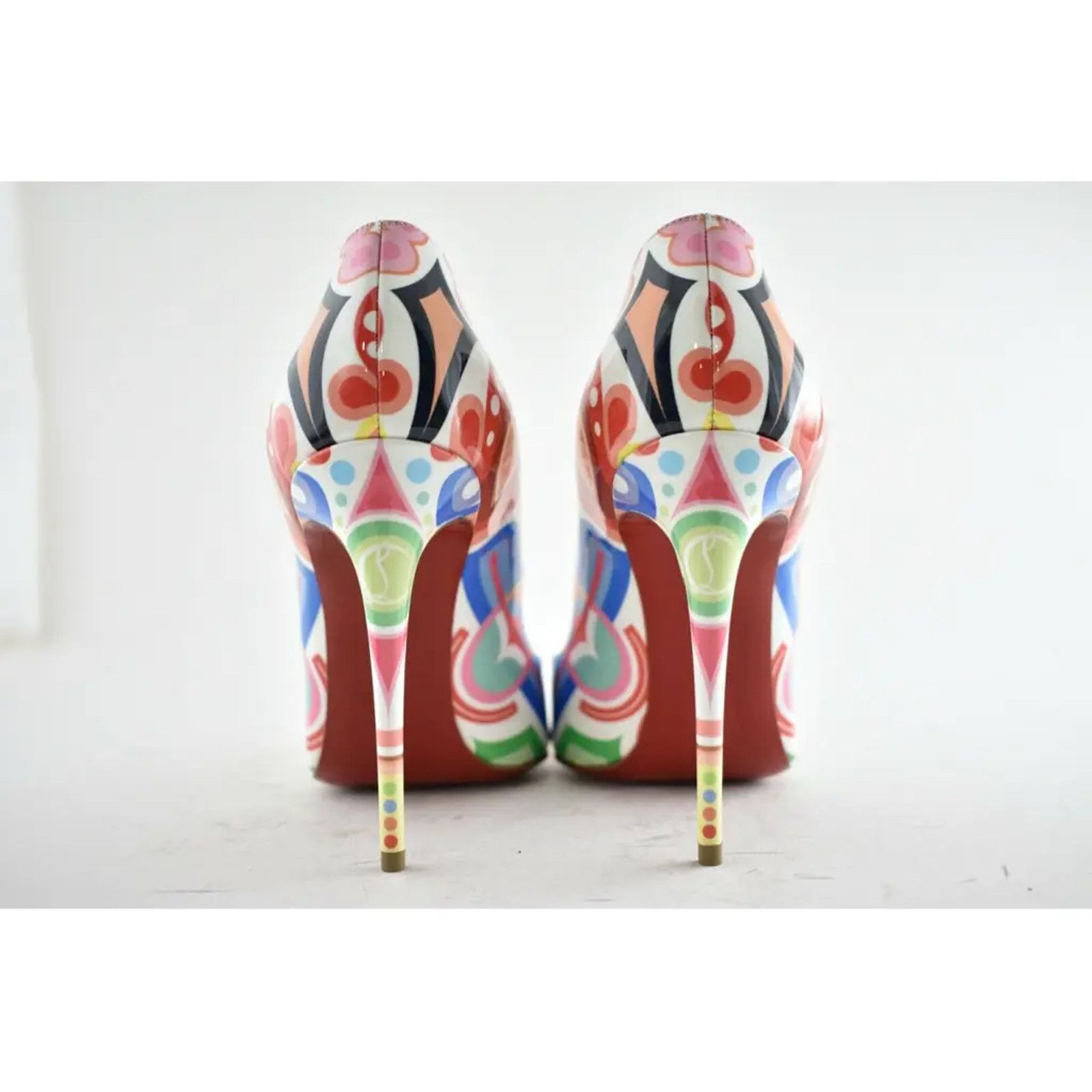 Christian Louboutin Hot Chick 100 Patent Tivoli Platine Gold Red Heel Pump 38.5 Size US 8.5 / IT 38.5 - 11 Thumbnail