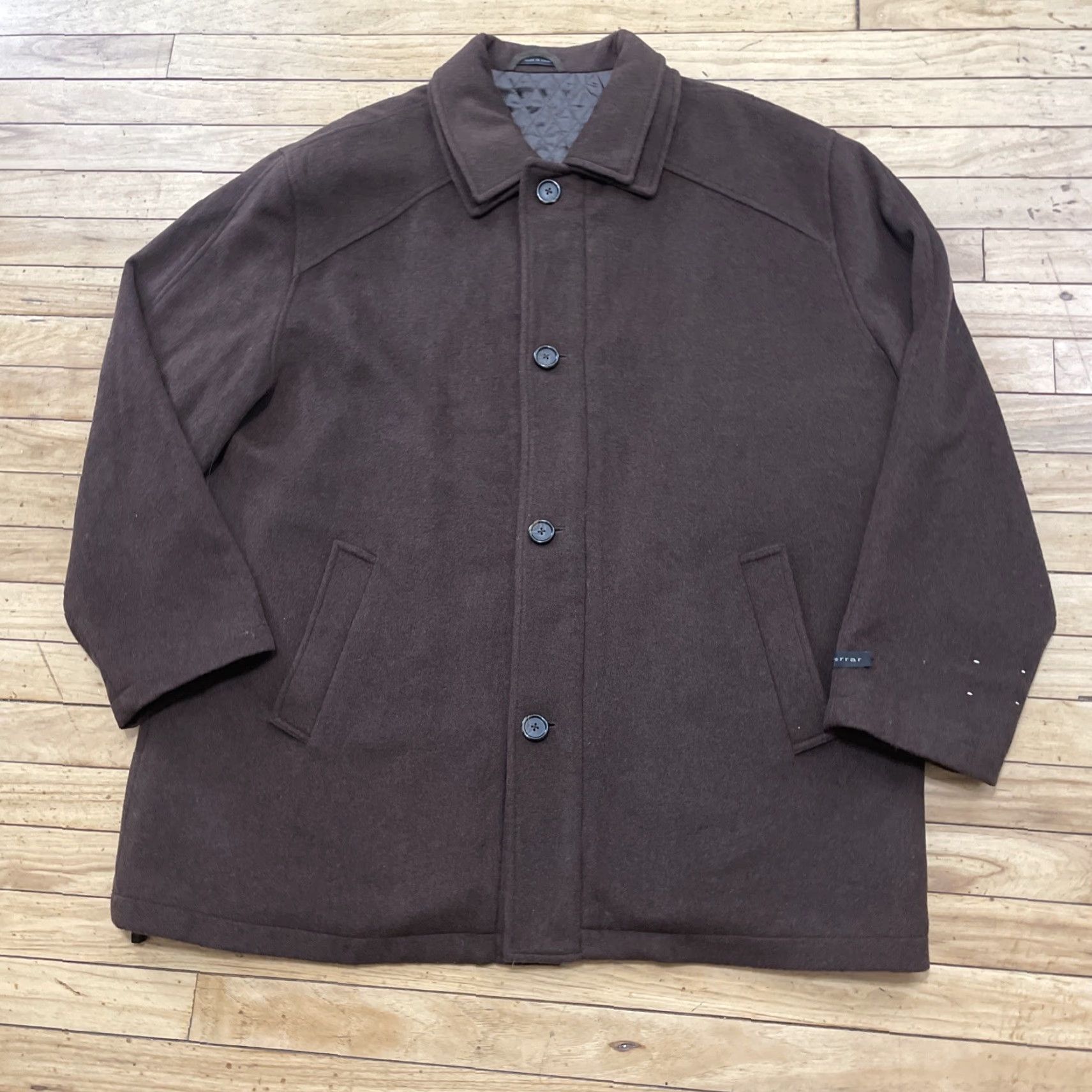 Vintage VINTAGE J. Ferrar Wool Car Coat Men 2XL Brown Quilt Lined Zip Button Heavy Jacket Size US XXL / EU 58 / 5 - 2 Thumbnail