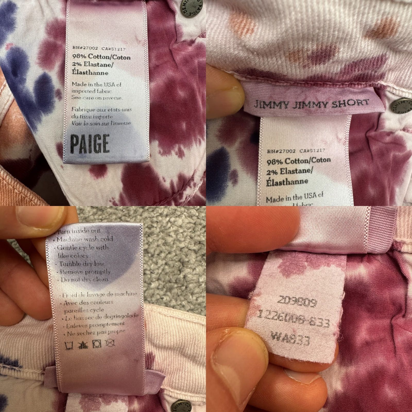 Paige Paige Denim Shorts Women 24 Multicolor Tie-Dye Stretch Boyfriend Casual Summer Streetwear Size 42" / US 20 - 8 Thumbnail