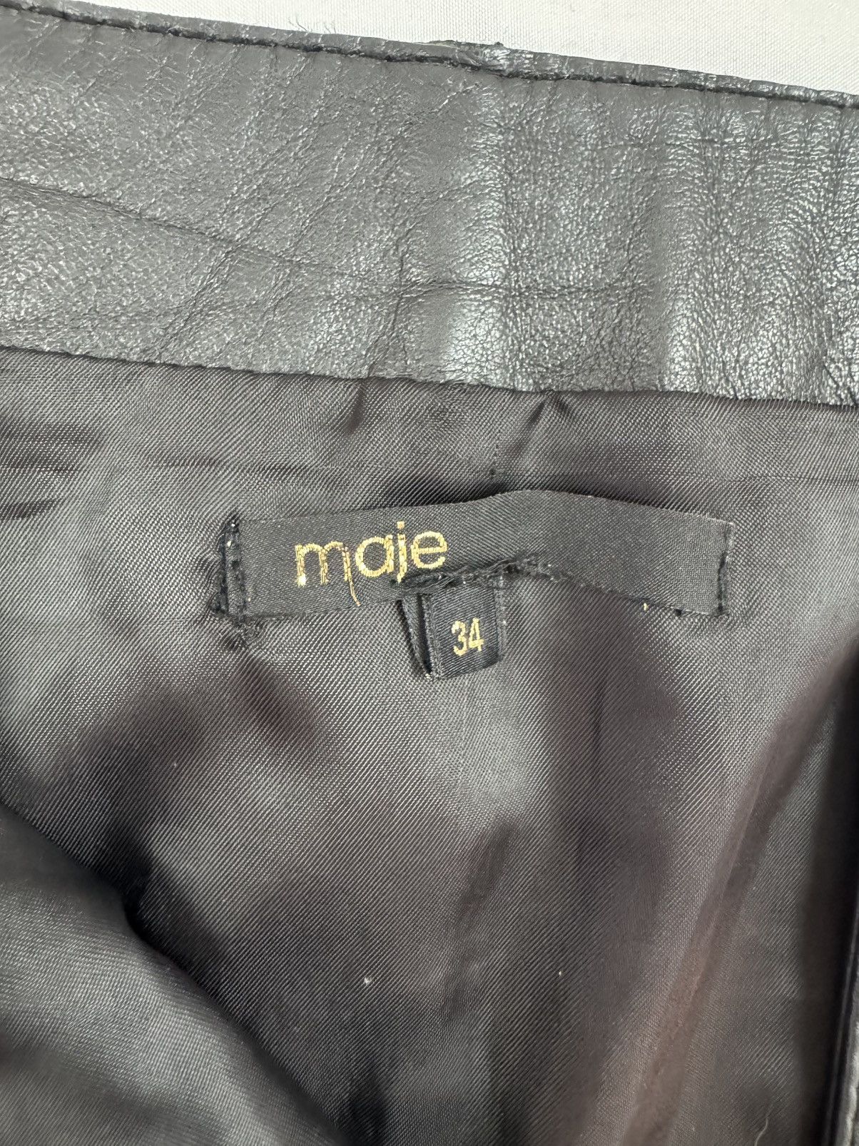 Maje 100% Lamb Leather Mini Skirt with pockets Size 25" / US 0 / IT 36 - 10 Thumbnail