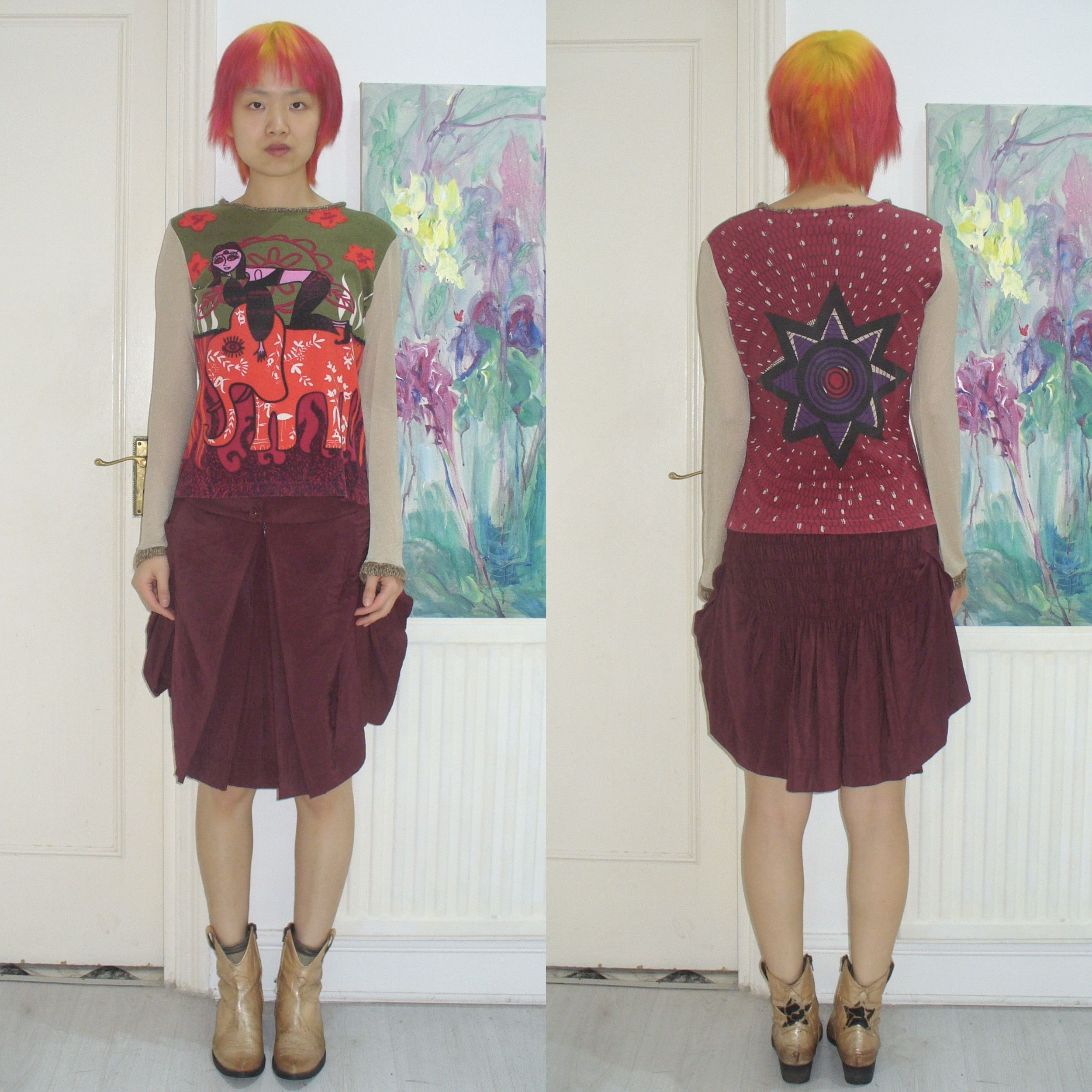 Other Japanese preloved burgundy deconstructed skirt Size 28" / US 6 / IT 42 - 4 Thumbnail