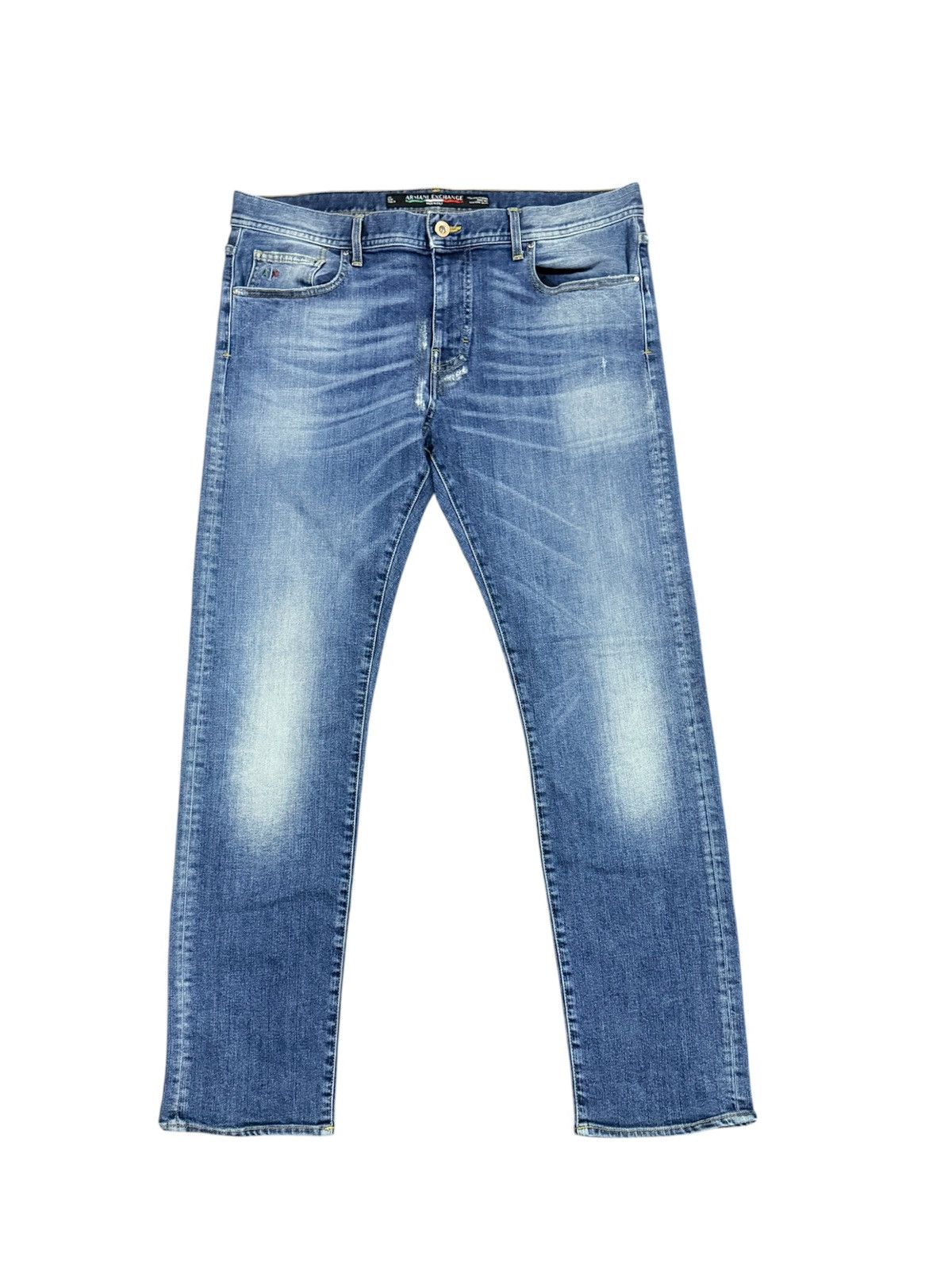 Armani Exchange Armani Exchange J13 Slim Fit Repaired indigo denim Size US 39 - 1 Thumbnail