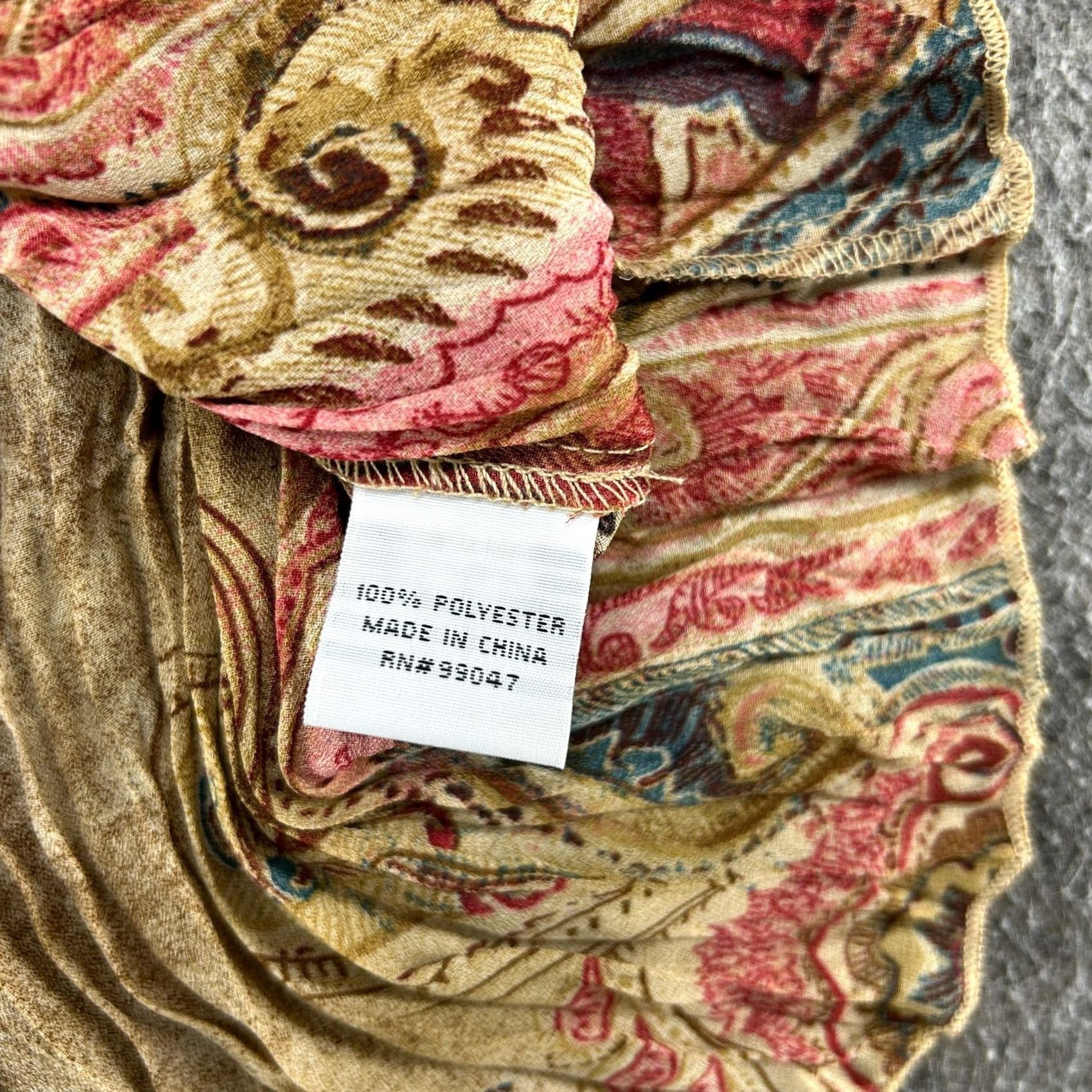 Vintage VINTAGE Jaipur Tank Top Womens S Brown Ruffle Floral Paisley Print 90s Flower Satin Cotton Polyester Silk Cap Sleeveless Size S / US 4 / IT 40 - 3 Thumbnail