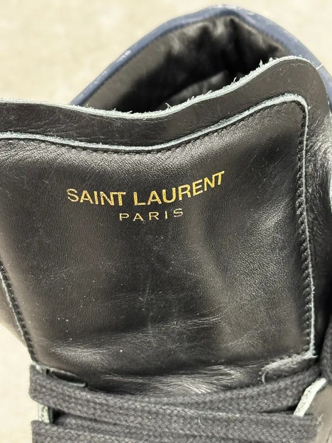 Saint Laurent Paris Saint Laurent Black & Blue Leather High Sneakers Size US 8.5 / EU 41-42 - 7 Thumbnail