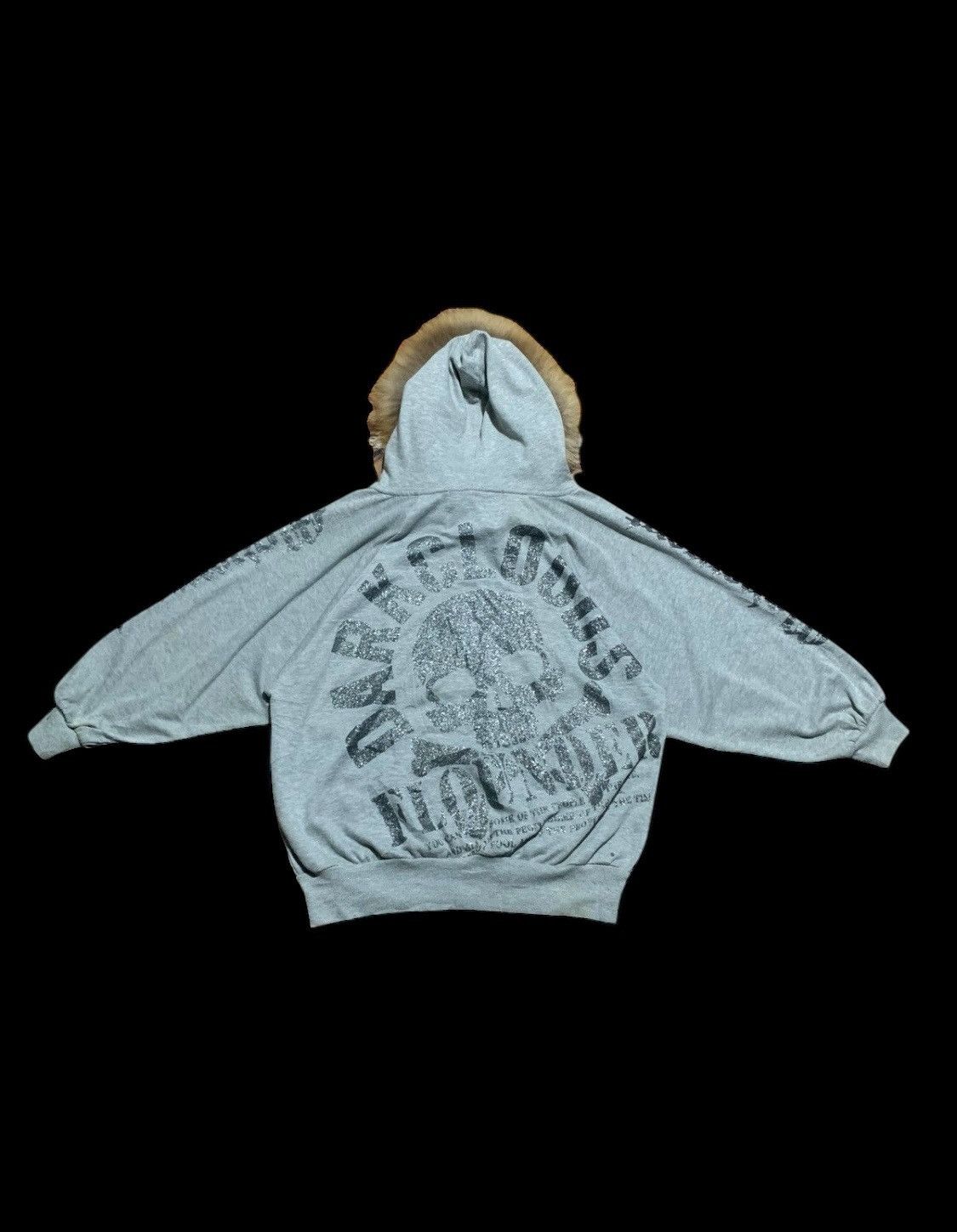 Japanese Brand 2000s Plein Beaute Glitter Skull baggy fur hoodie Size US L / EU 52-54 / 3 - 2 Thumbnail