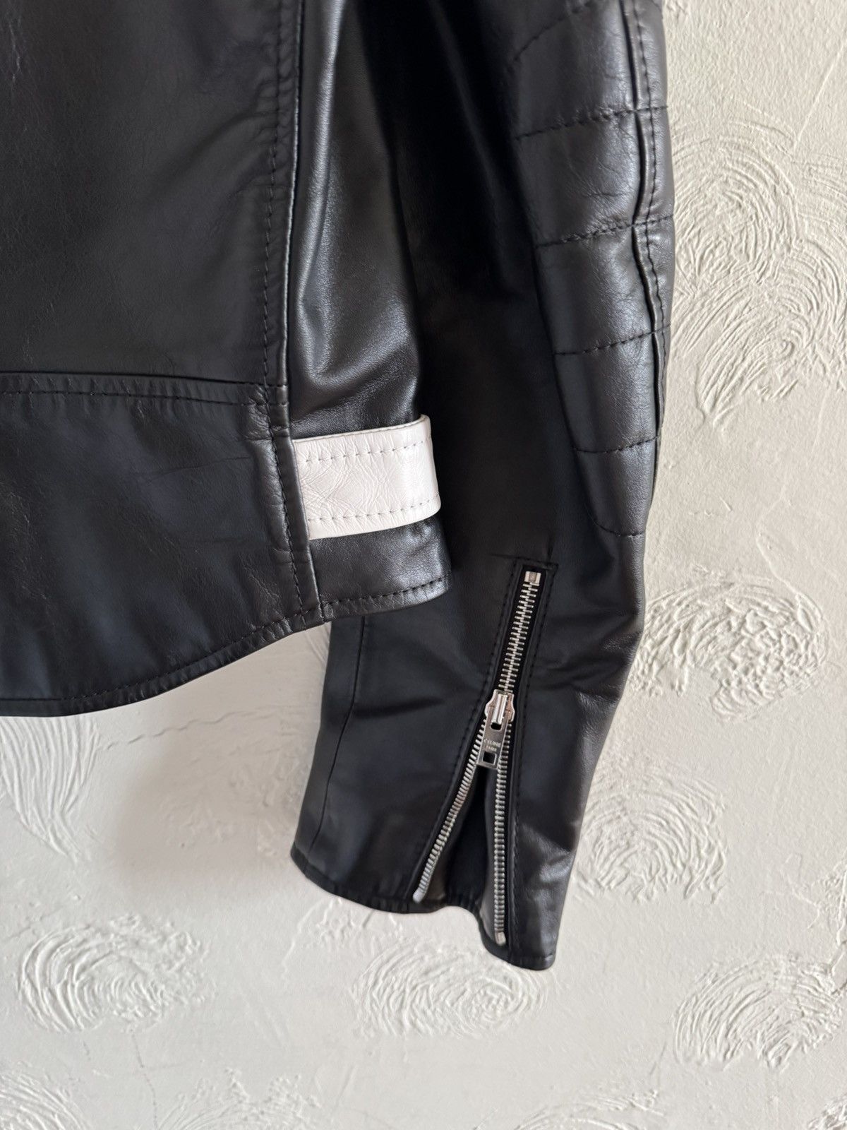 Celine × Hedi Slimane Celine SS19 Black White Padded Sleeve Calf Biker Size US S / EU 44-46 / 1 - 8 Thumbnail