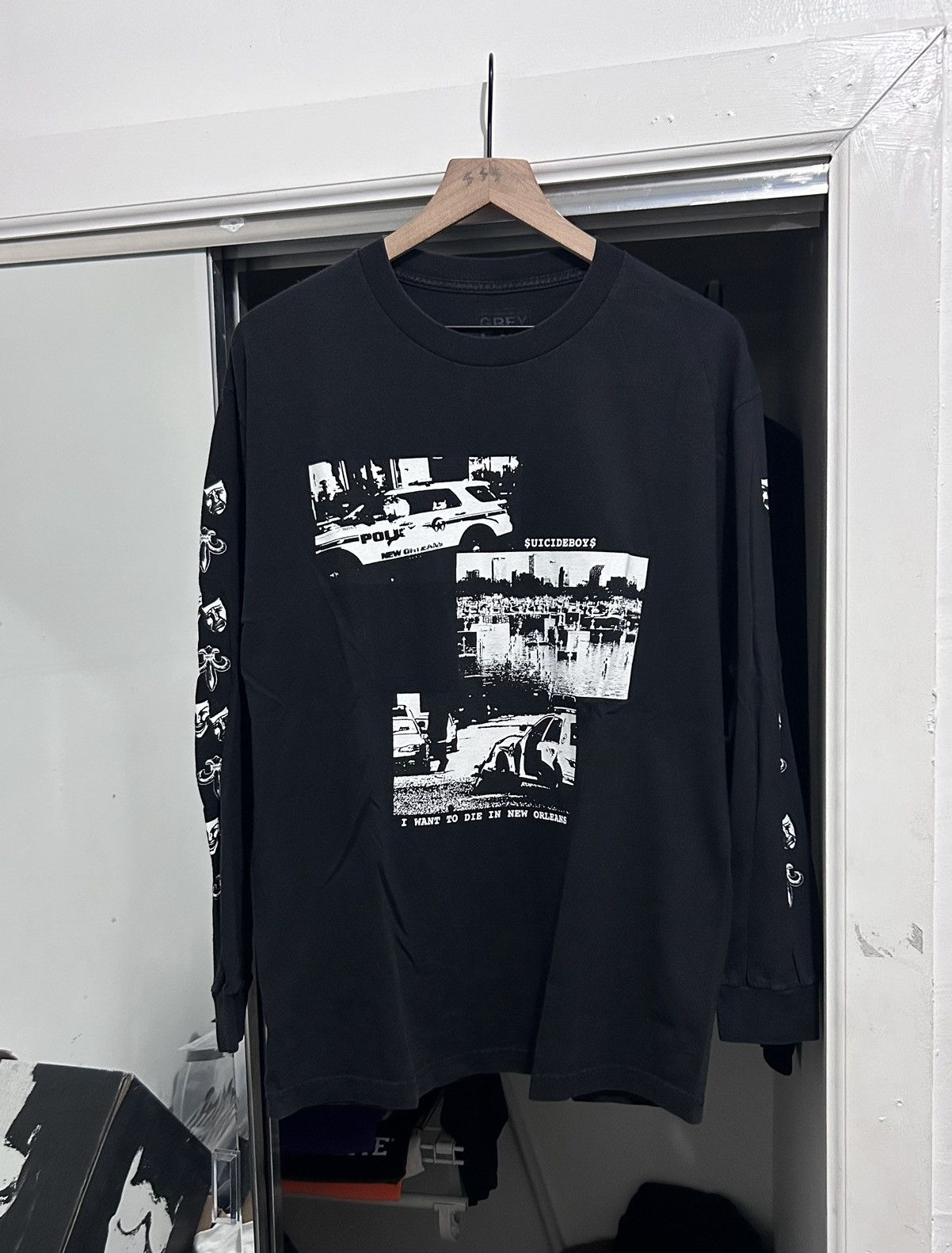 image of G59 Records x Pouya Uicideboy Merch G59 I Want To Die In New Orleans Long sleeve in Black (Size Lar