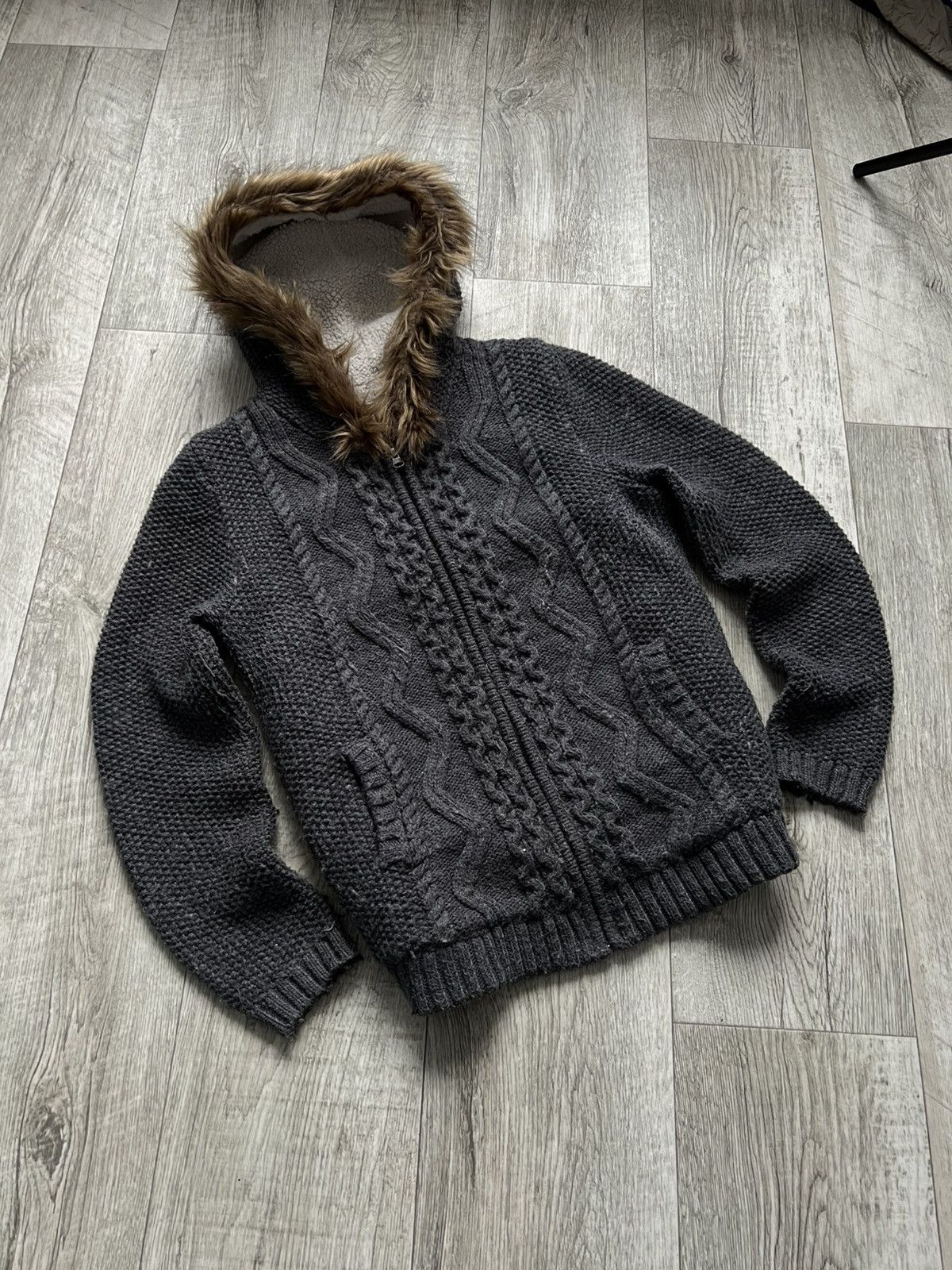 Hysteric Glamour Crazy Vintage Hysteric Glamour Faux Fur Knit Zip Hoodie 00s Size US M / EU 48-50 / 2 - 2 Thumbnail