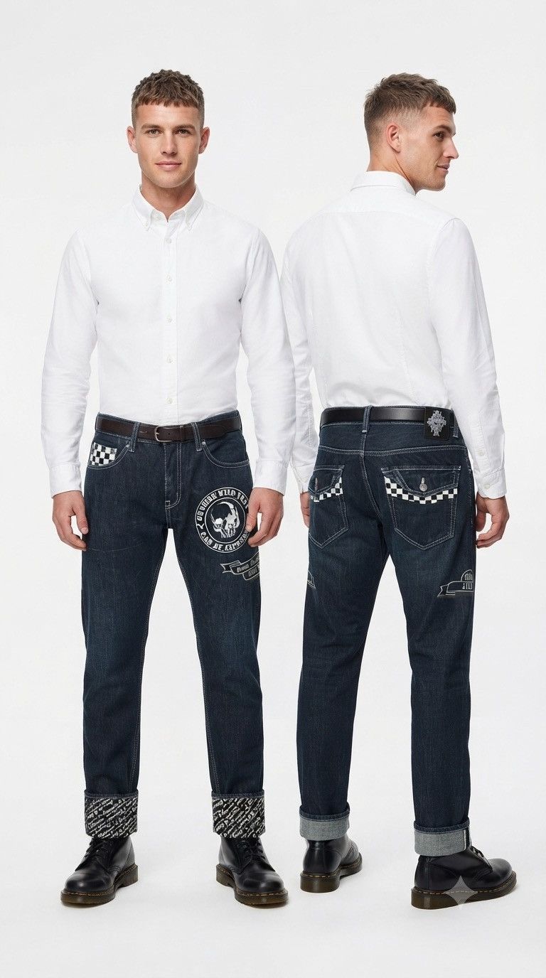 If Six Was Nine × Japanese Brand × Le Grande Bleu (L.G.B.) Japanese Wild Life Skull Jeans Size US 34 / EU 50 - 2 Thumbnail