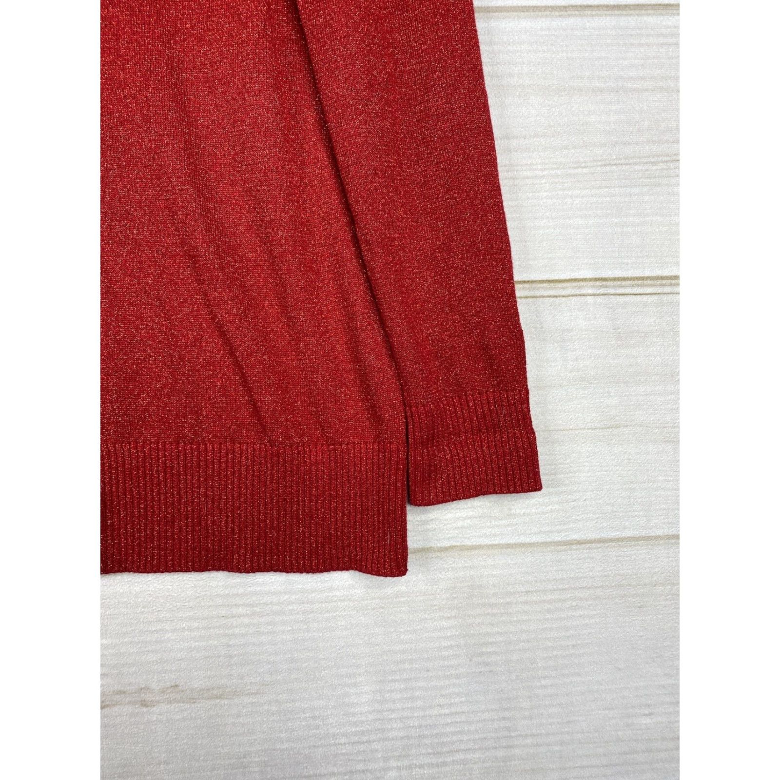 Vintage Hampshire Studio Sweater Womens M Red Cardigan V-Neck Button Up Glitter Knit Cotton Blend Size M / US 6-8 / IT 42-44 - 4 Thumbnail