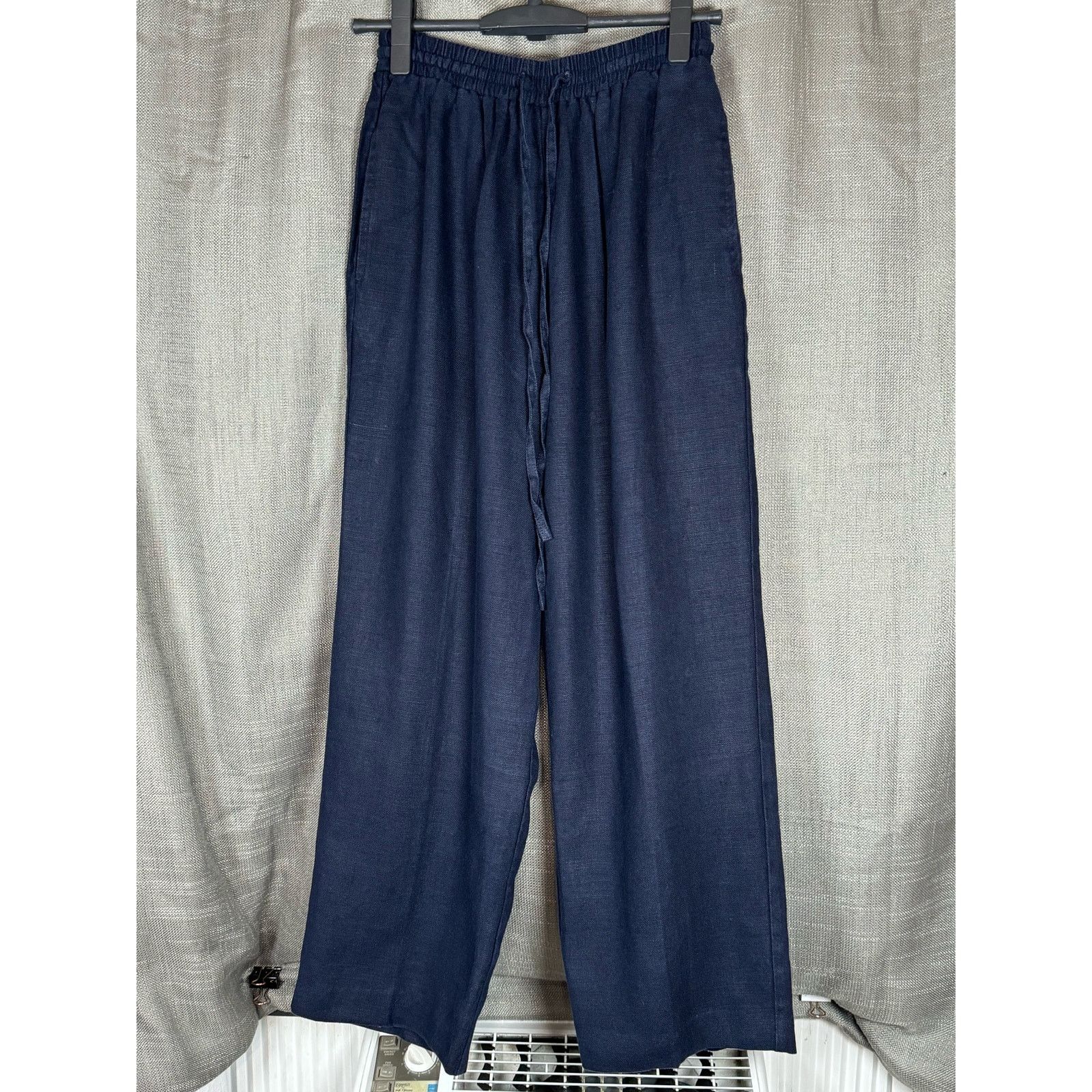 Unknown London Karen Kane Wide Leg Drawstring Pants Navy Blue Womens Size 6 Size 28" / US 6 / IT 42 - 1 Thumbnail