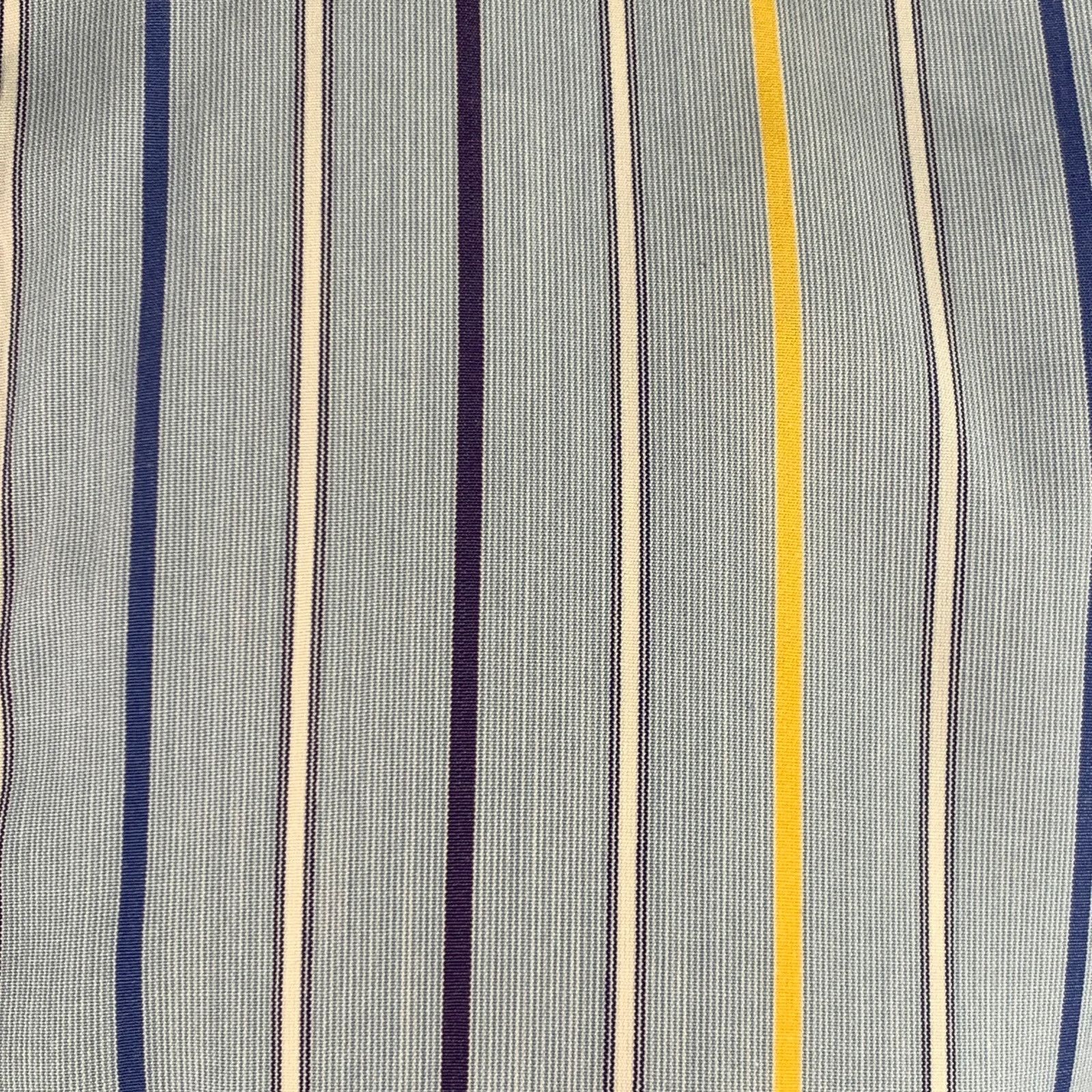Turnbull & Asser Blue Navy Yellow Stripe Cotton French Cuff Long Sleeve Shirt Size US L / EU 52-54 / 3 - 2 Thumbnail