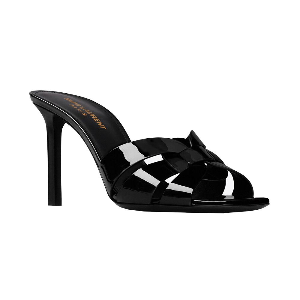 Saint Laurent Paris o1s1wg111224 Tribute 100mm Leather Mules in Black Size US 7 / IT 37 - 2 Thumbnail