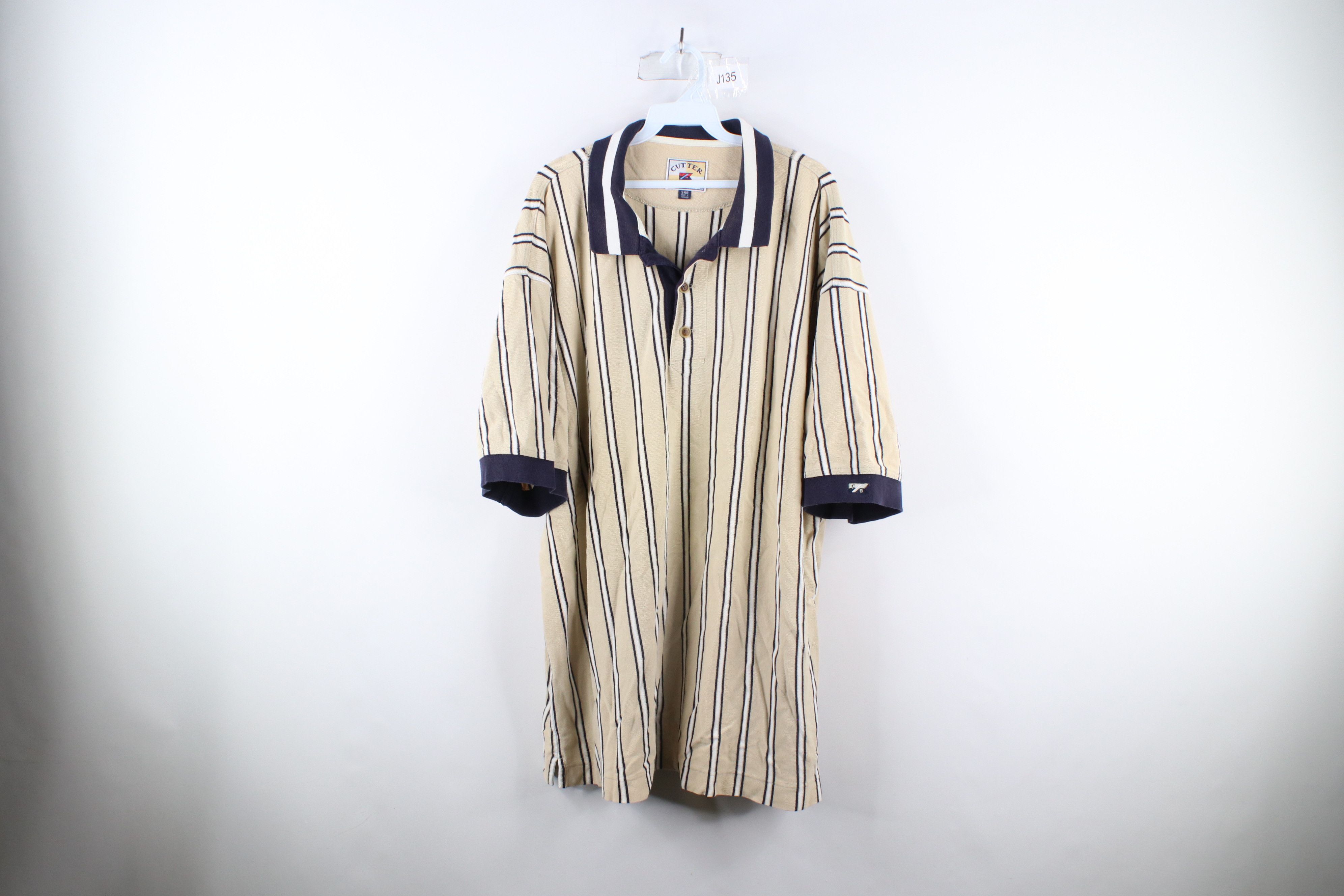 Vintage Vintage 90s Streetwear Collared Golf Polo Shirt Beige Size US XXL / EU 58 / 5 - 1 Thumbnail